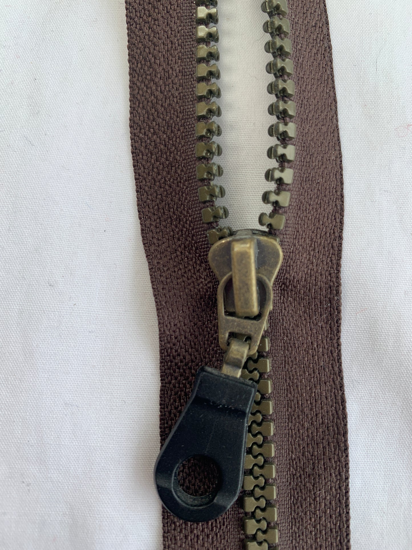 6 Inch Non-Separating Zipper, Medium Brown, Molded Plastic, New