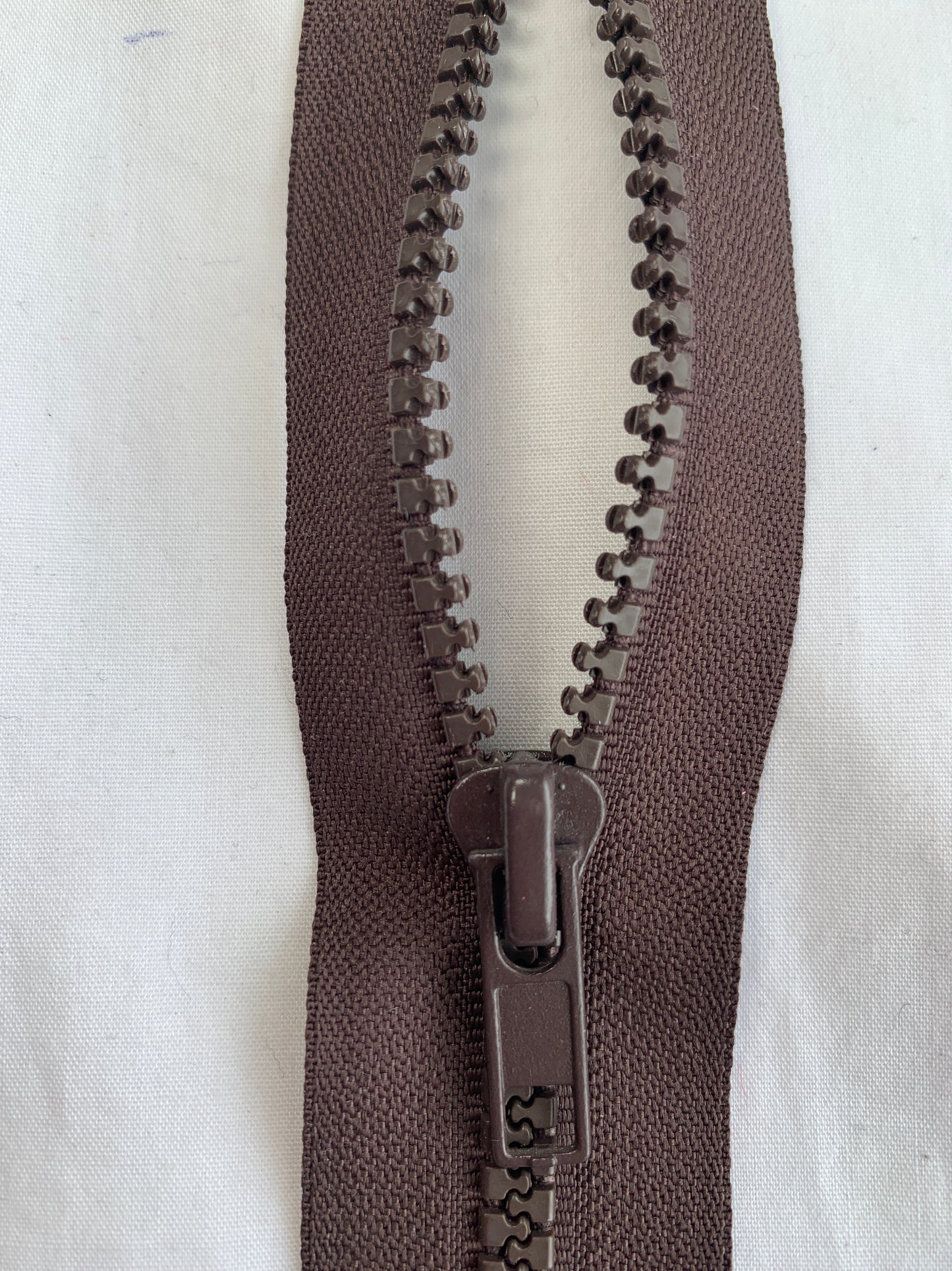 6 Inch Non-Separating Zipper, Medium Brown, Molded Plastic, New