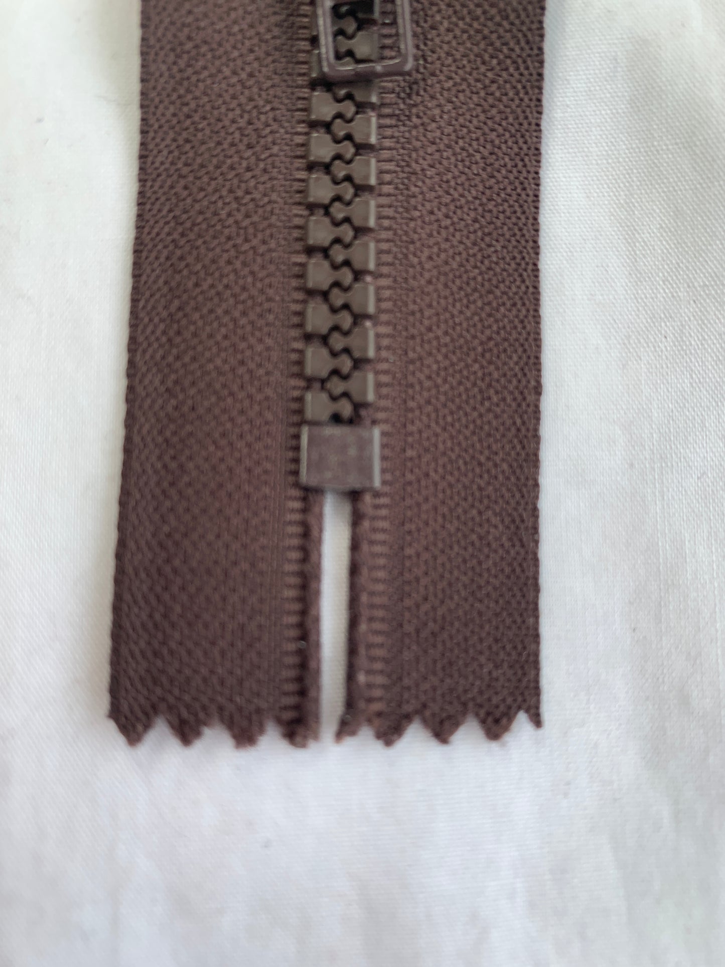 6 Inch Non-Separating Zipper, Medium Brown, Molded Plastic, New