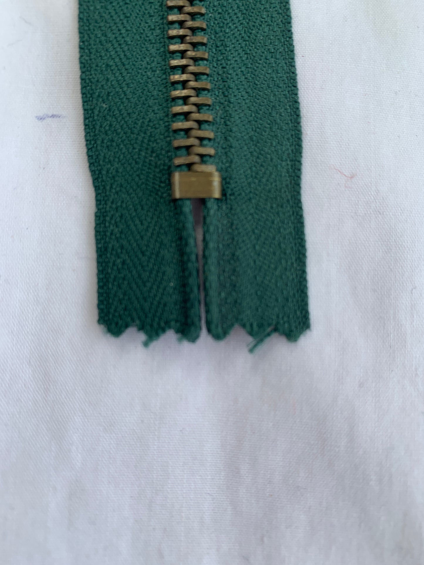 6 Inch Non-Separating Zipper, Forest Green, Molded Plastic, New