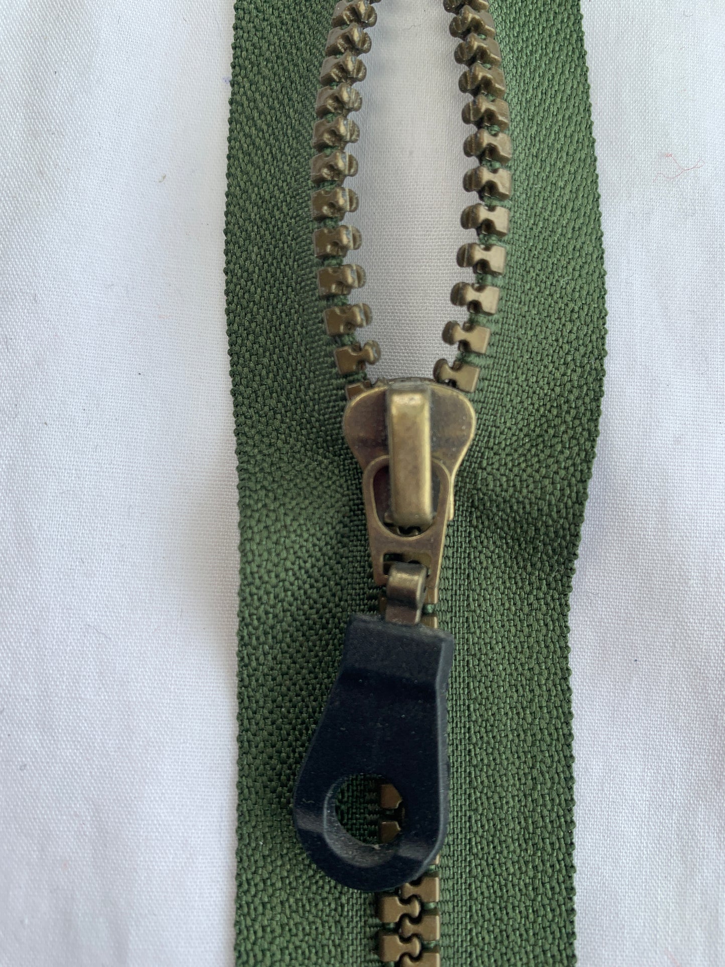 6 Inch Non-Separating Zipper, Olive Green, Molded Plastic, New