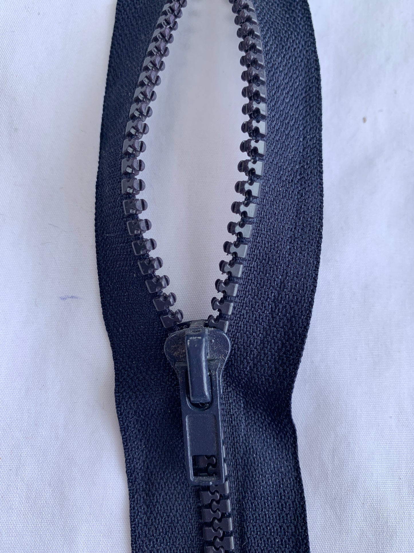 6 Inch Non-Separating Zipper, Navy Blue, Molded Plastic, New