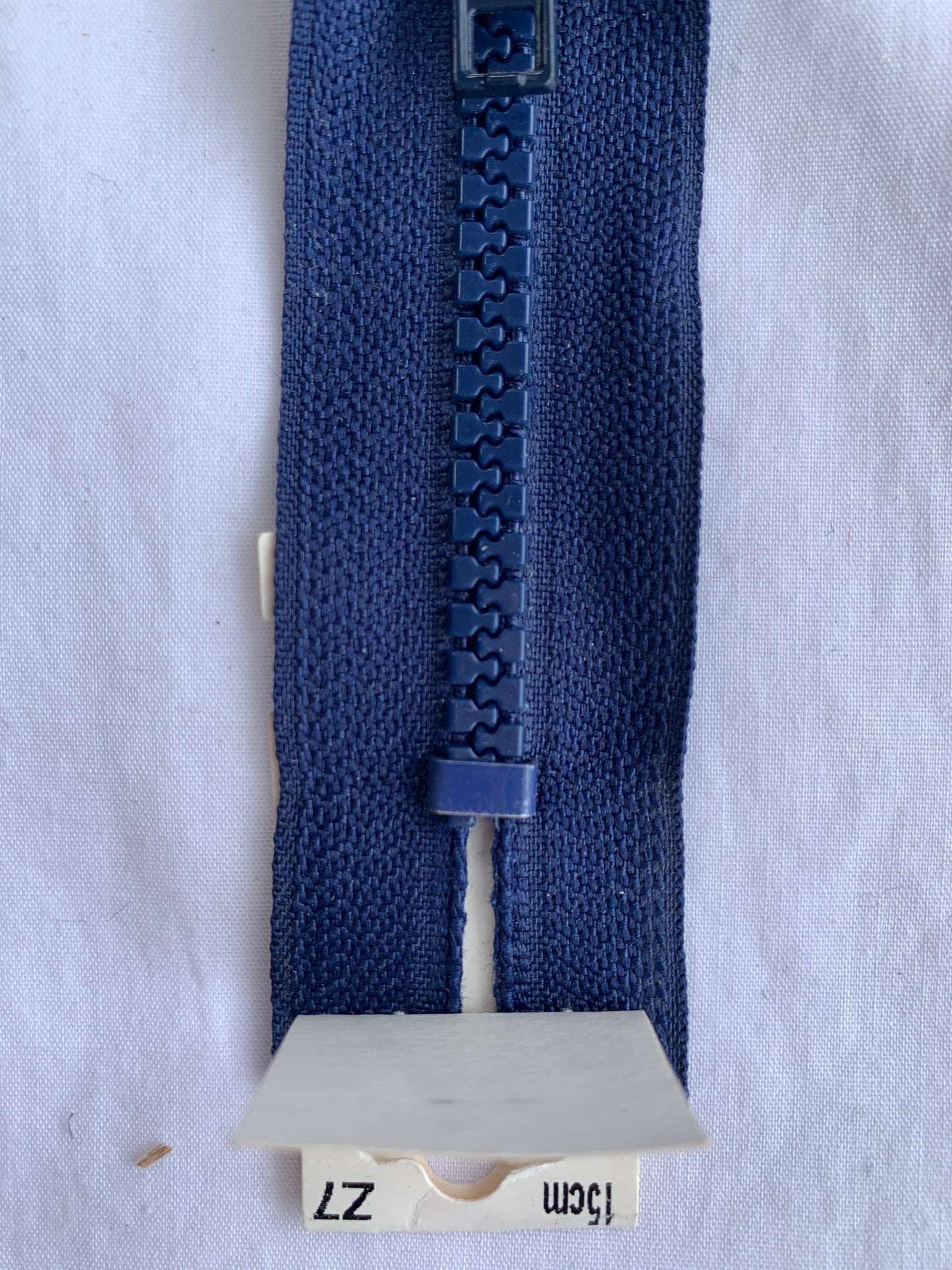 6 Inch Non-Separating Zipper, Navy Blue, Molded Plastic, New