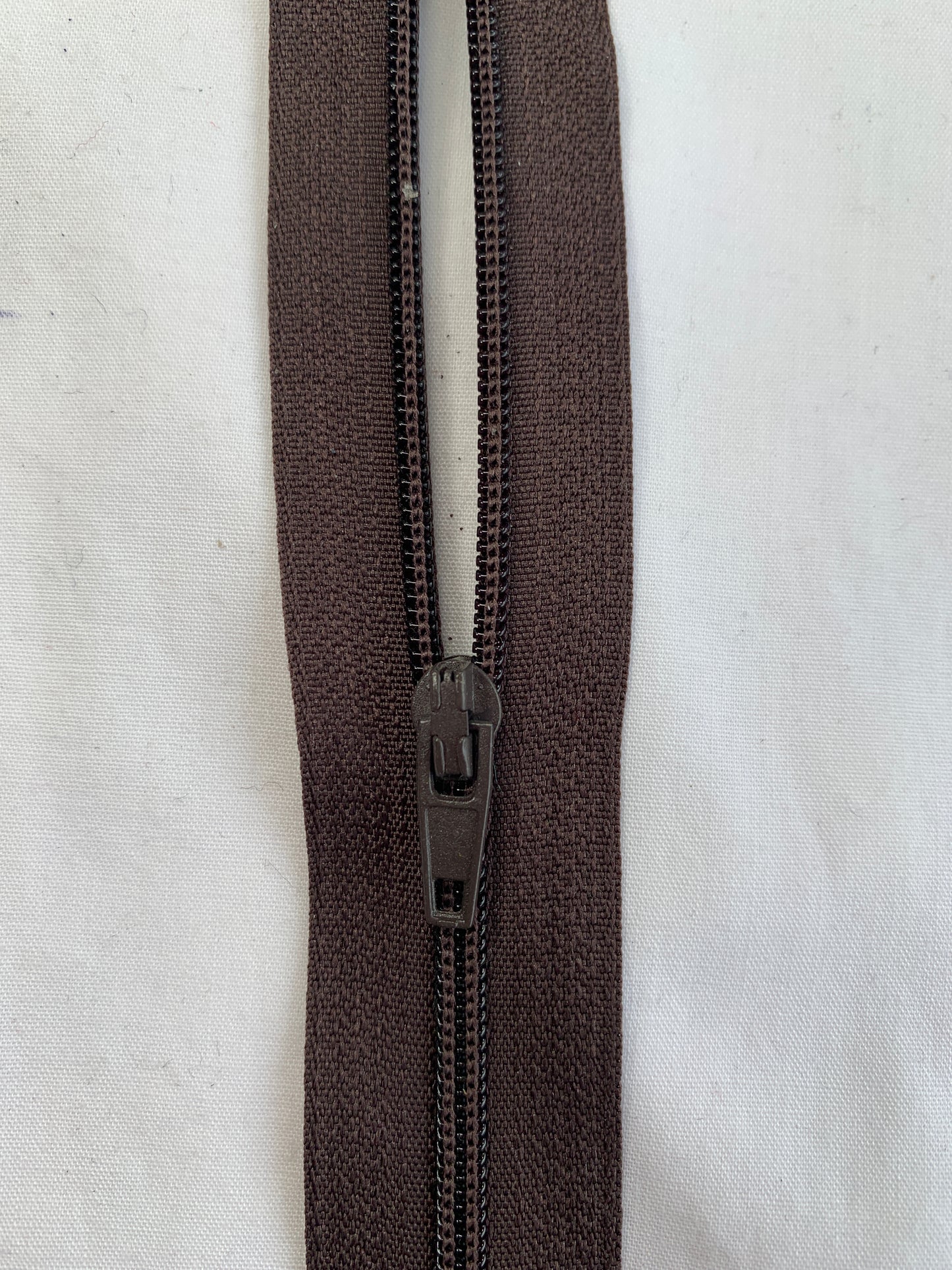 7 Inch Non-Separating Zipper, Medium Brown, Molded Plastic, New