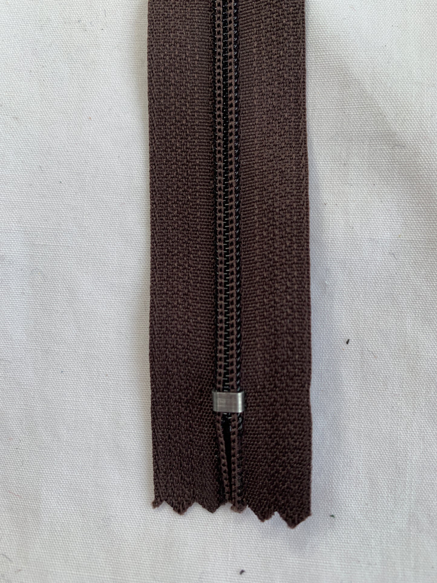 7 Inch Non-Separating Zipper, Medium Brown, Molded Plastic, New