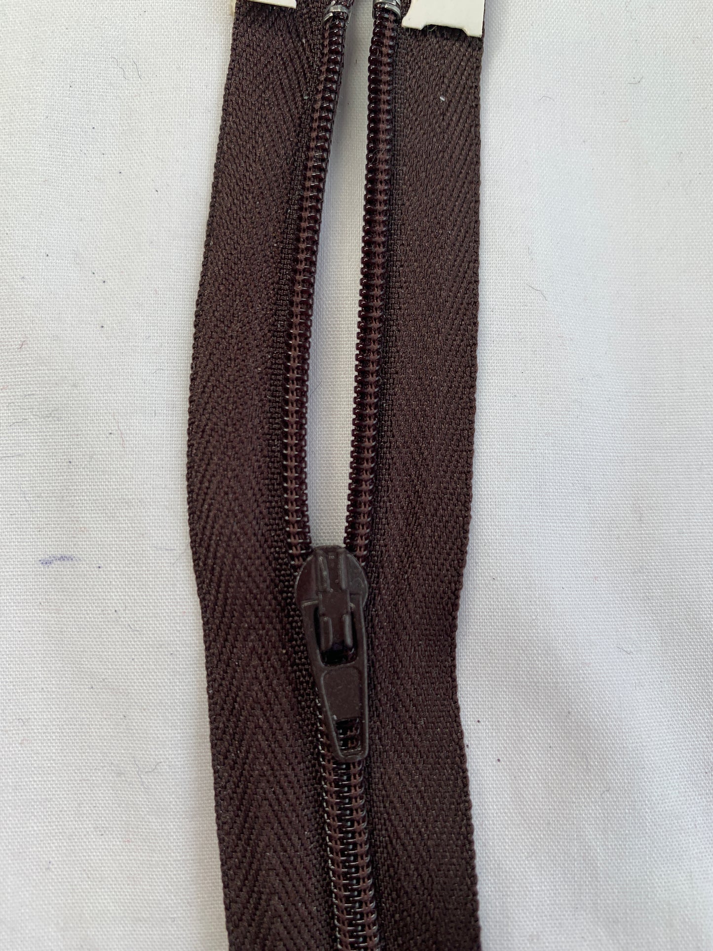 8 Inch Non-Separating Zipper, Medium Brown, Molded Plastic, New