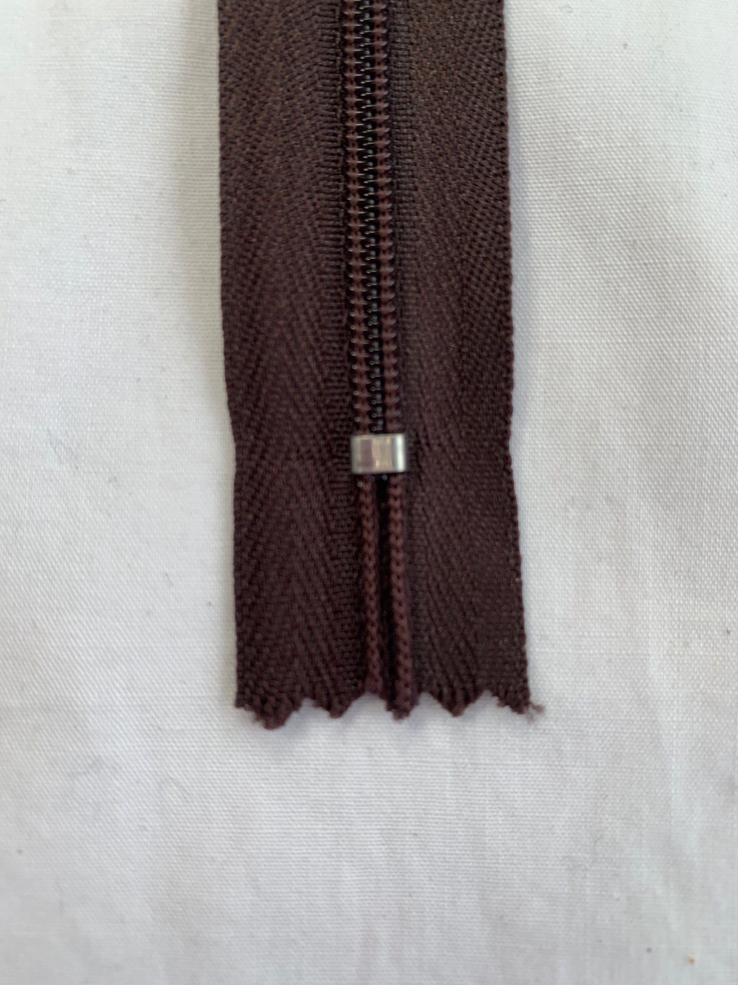 8 Inch Non-Separating Zipper, Medium Brown, Molded Plastic, New
