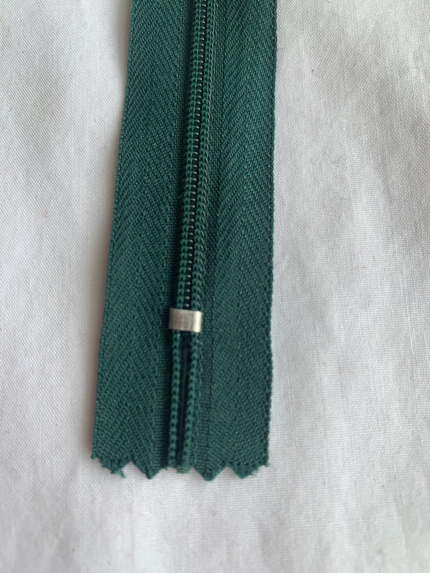 8 Inch Non-Separating Zipper, Forest Green, Molded Plastic, New
