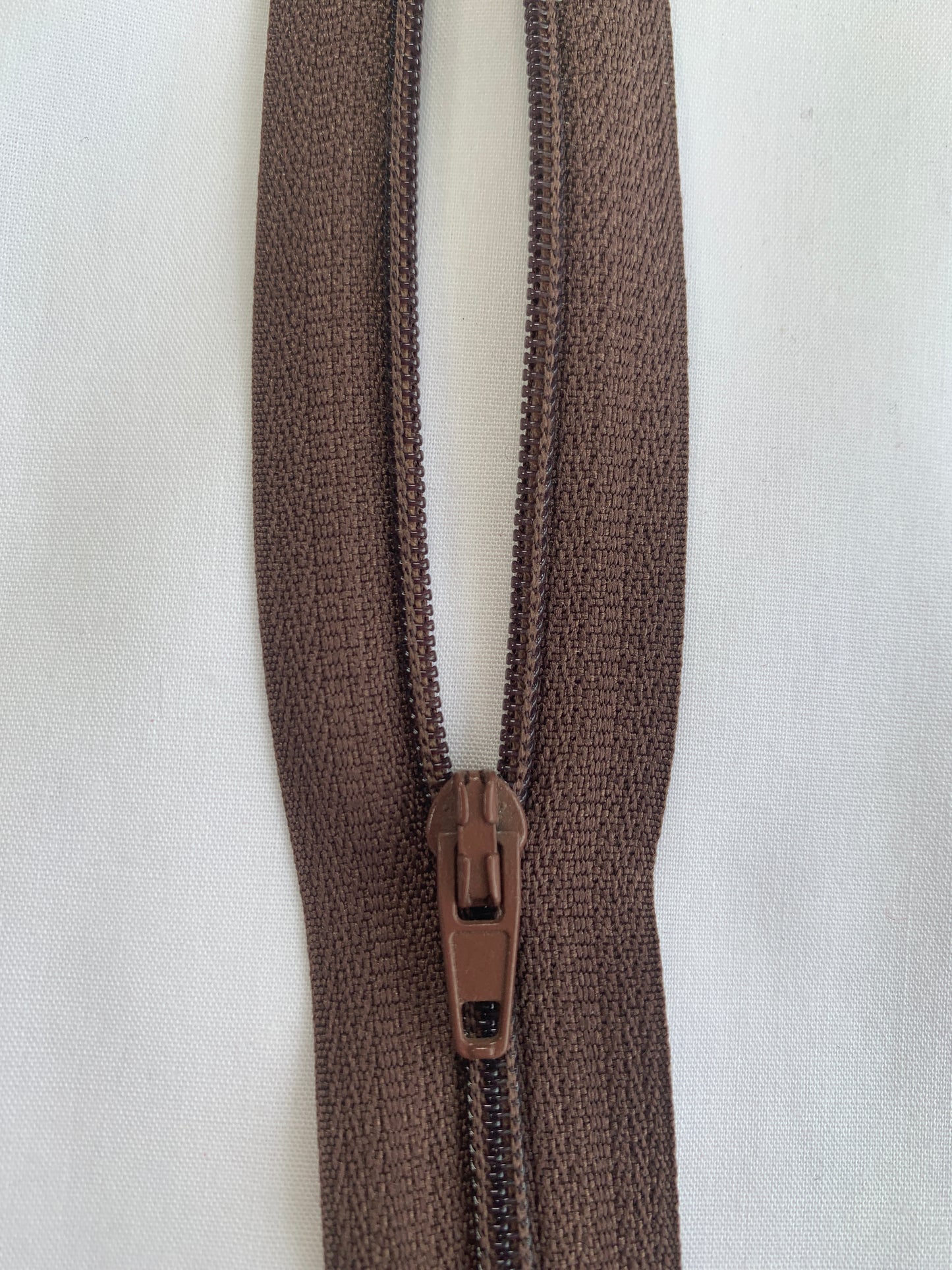 9 Inch Non-Separating Zipper, Light Brown, Molded Plastic, New
