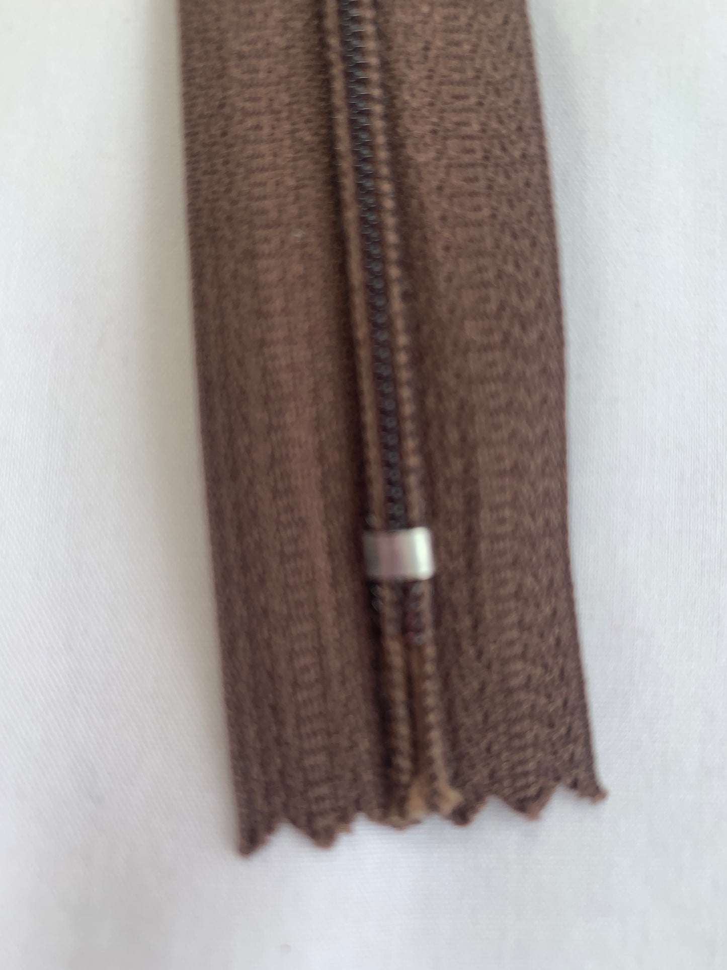 9 Inch Non-Separating Zipper, Light Brown, Molded Plastic, New