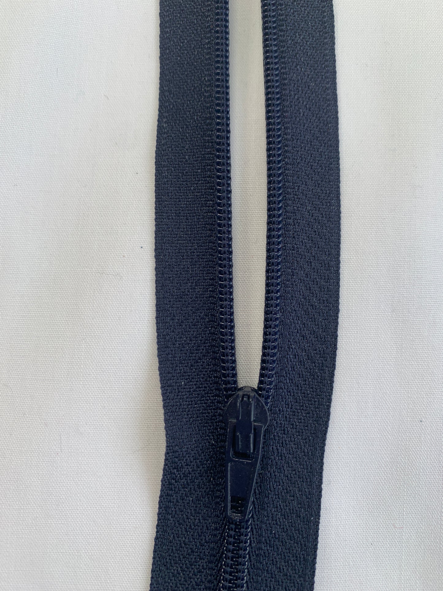 9 Inch Non-Separating Zipper, Navy Blue, Molded Plastic, New