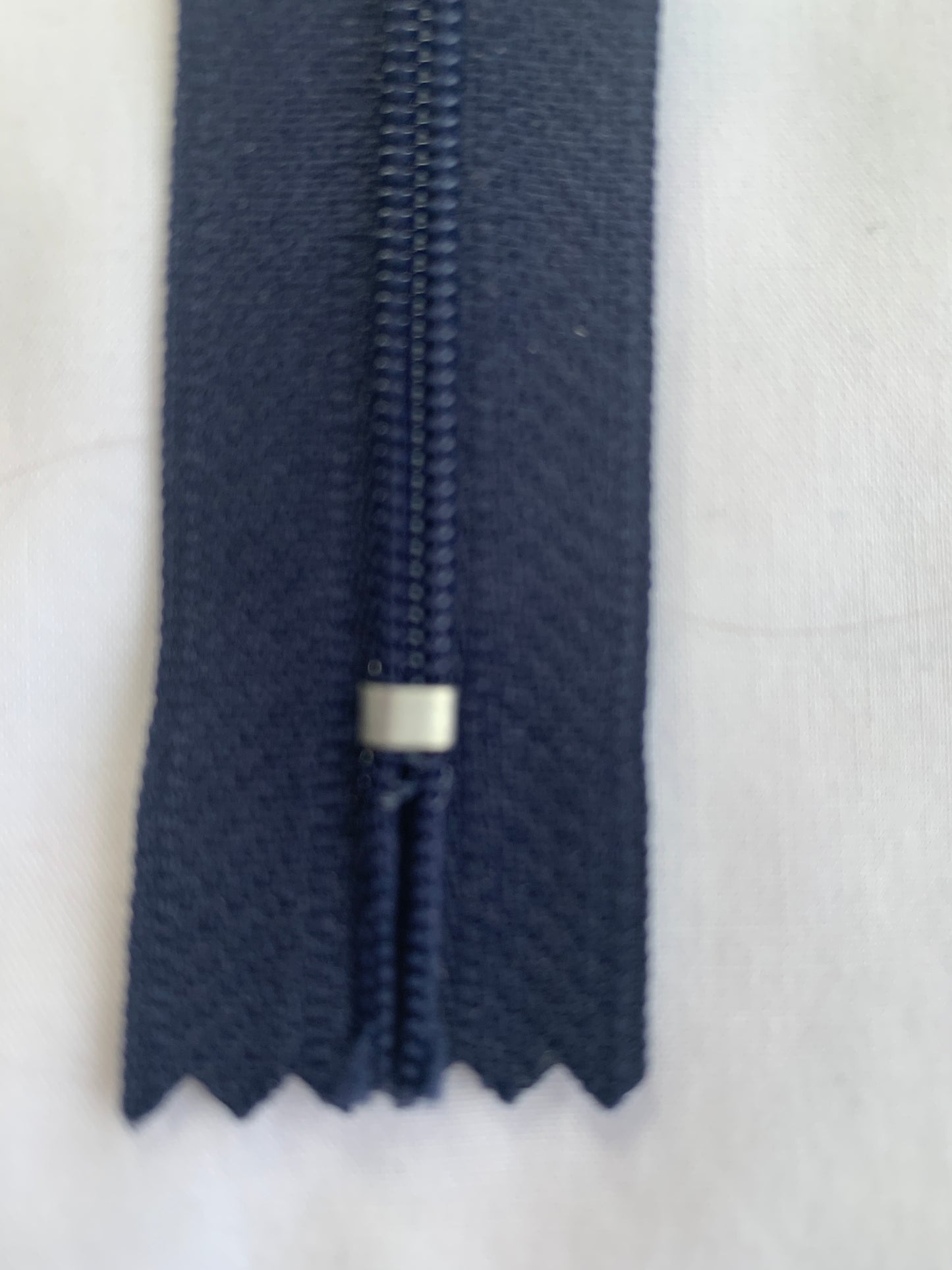 9 Inch Non-Separating Zipper, Navy Blue, Molded Plastic, New