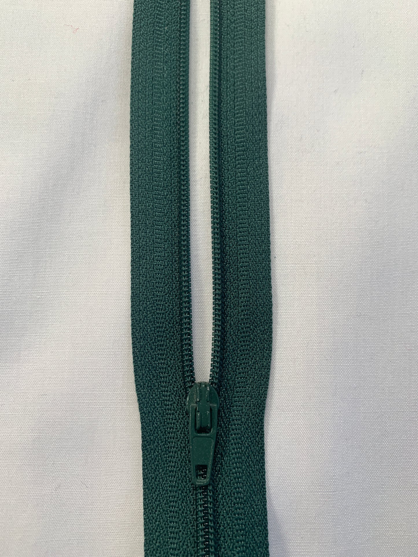 12 Inch Non-Separating Zipper, Forest Green, Molded Plastic, New