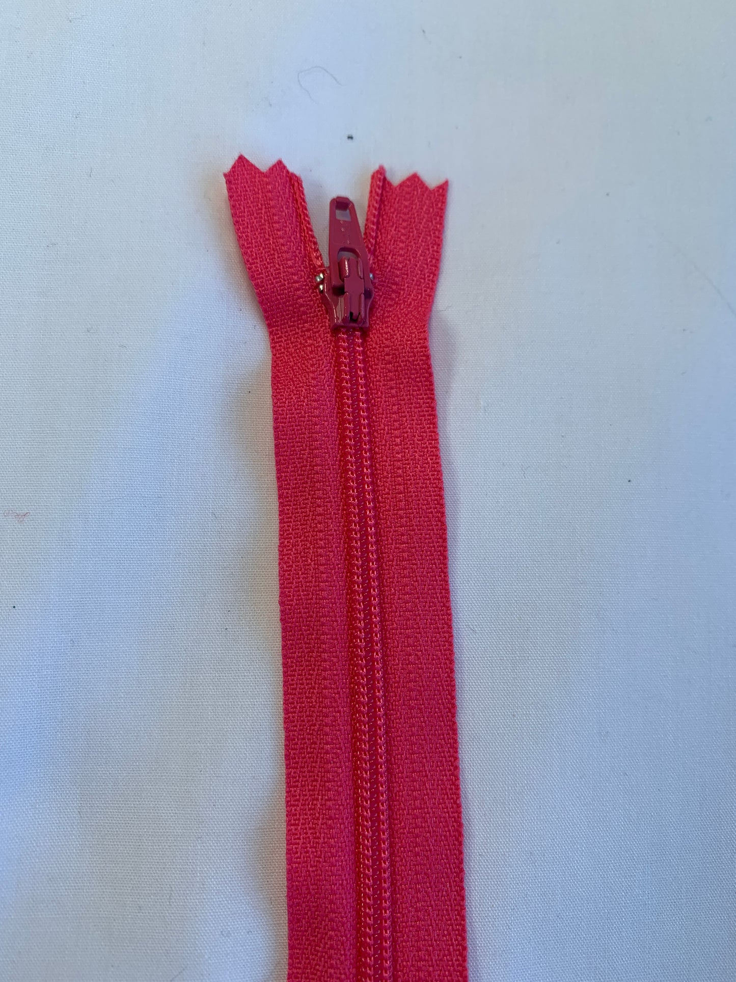 14 Inch Non-Separating Zipper, Dark Pink, Molded Plastic, New