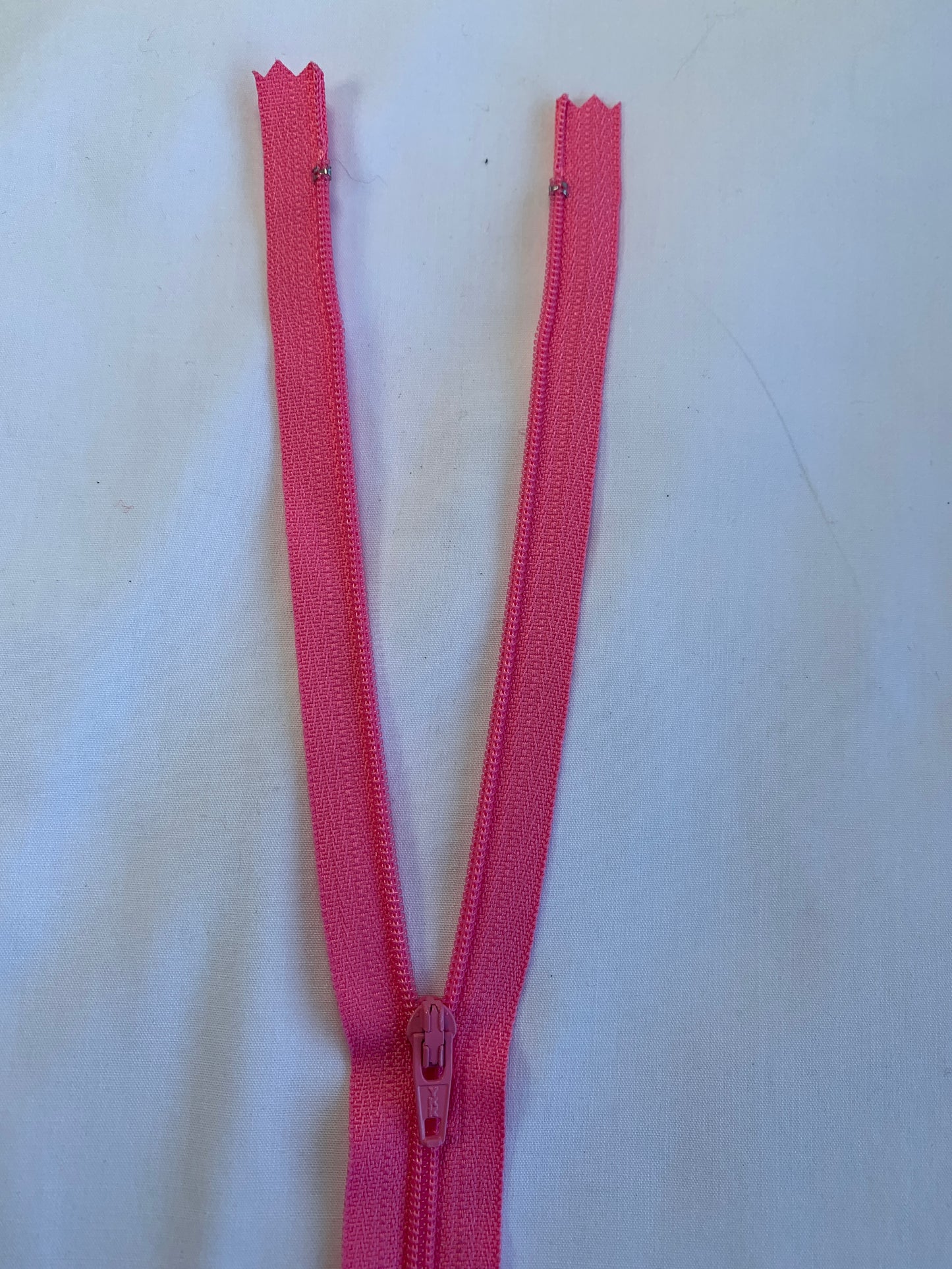 14 Inch Non-Separating Zipper, Pink, Molded Plastic, New
