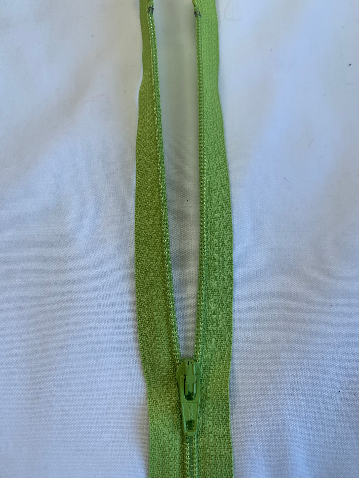 14 Inch Non-Separating Zipper, Apple Green, Molded Plastic, New