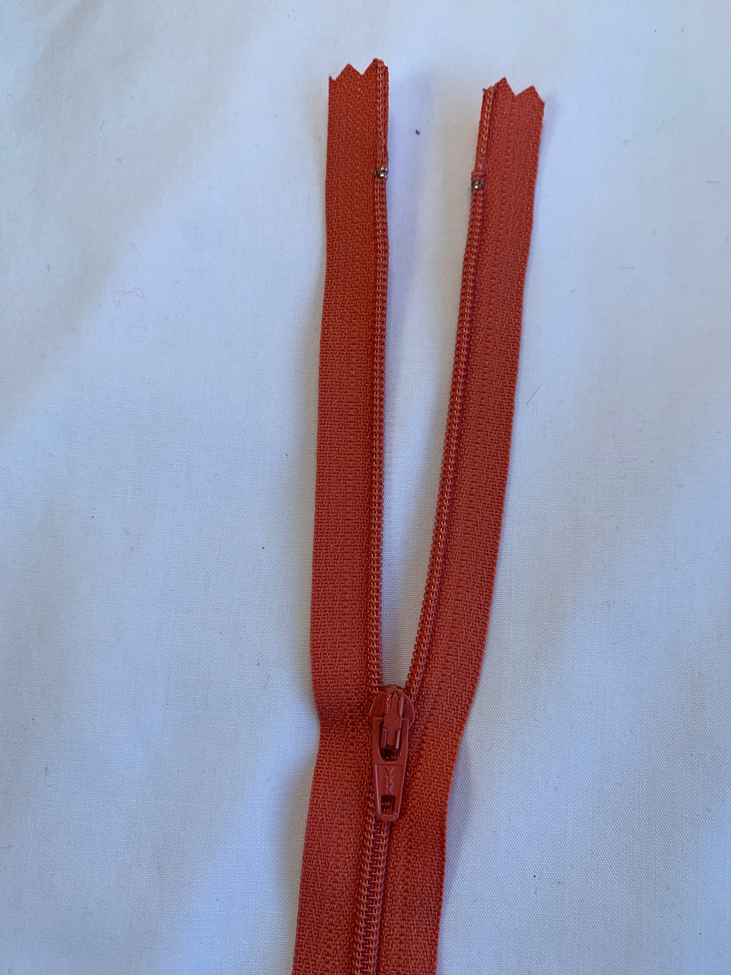 14 Inch Non-Separating Zipper, Fire Orange, Molded Plastic, New
