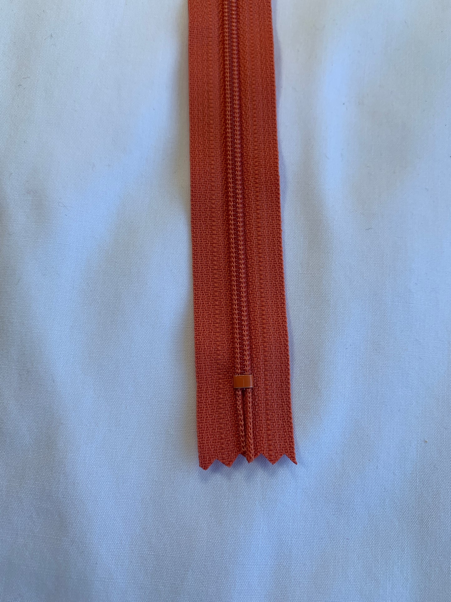 14 Inch Non-Separating Zipper, Fire Orange, Molded Plastic, New