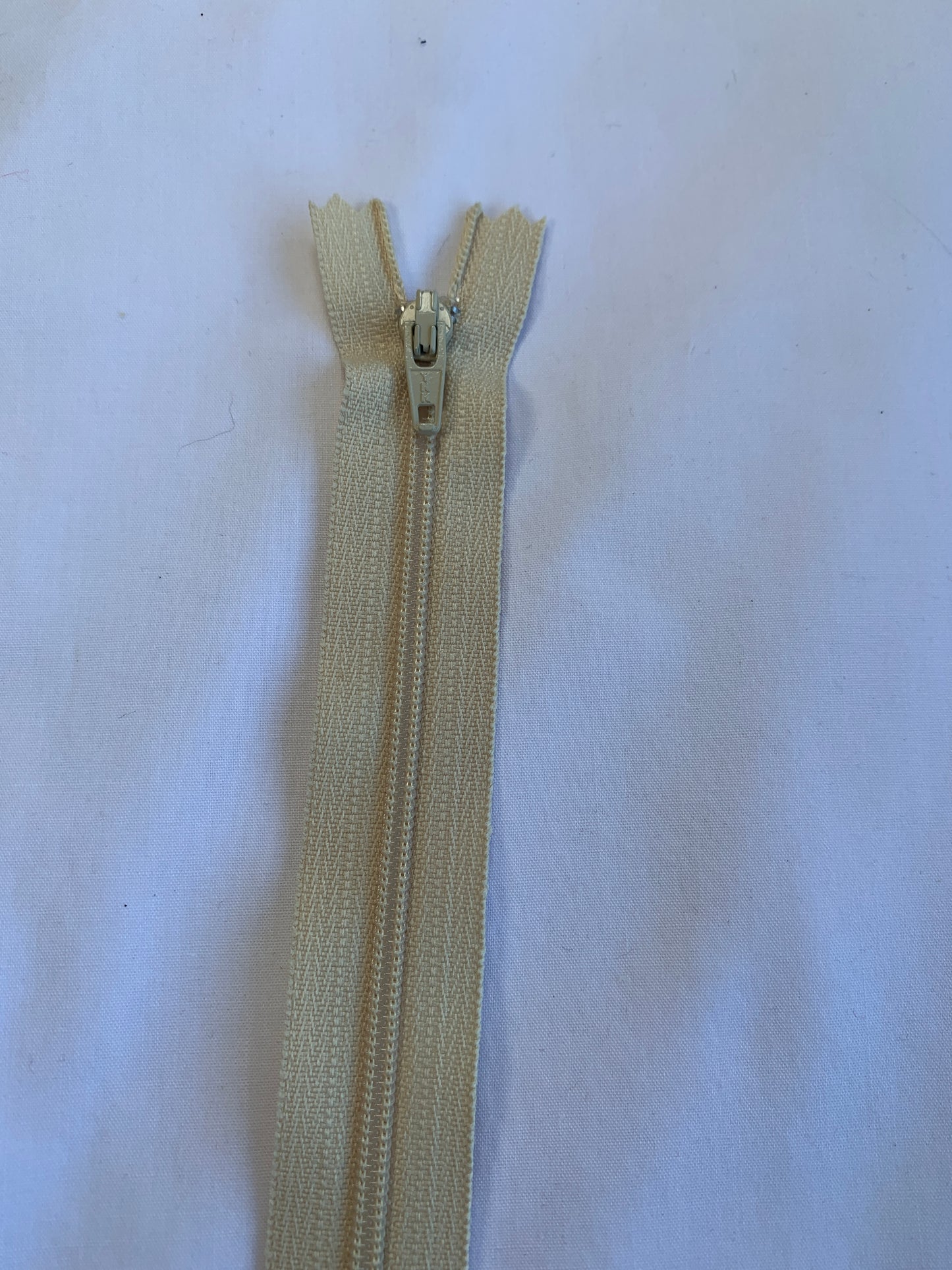 14 Inch Non-Separating Zipper, Buff Beige, Molded Plastic, New
