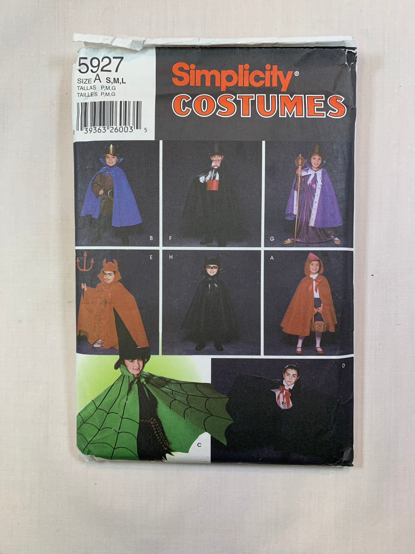 Simplicity sewing Pattern 5927 Child's/Boys'/Girls' 8 Various Costumes Devil, Witch, Vampire, Magician, King, Wizard, Batman, Halloween, Dress-Up, Size 3-8, Cut, 2002