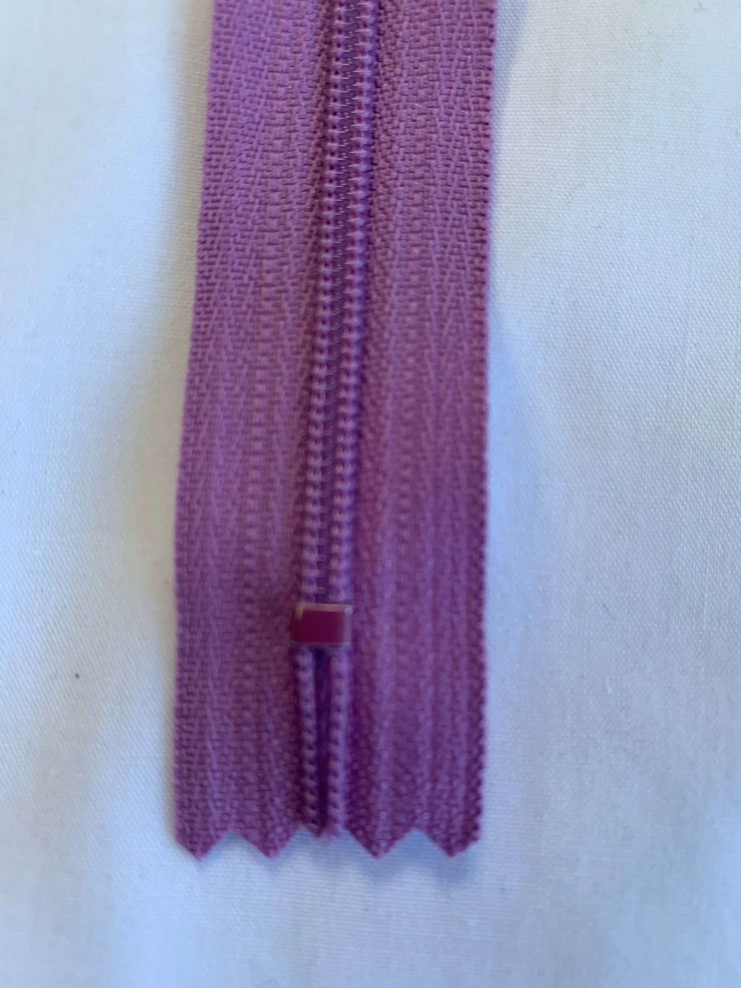 14 Inch Non-Separating Zipper, African Violet, Molded Plastic, New