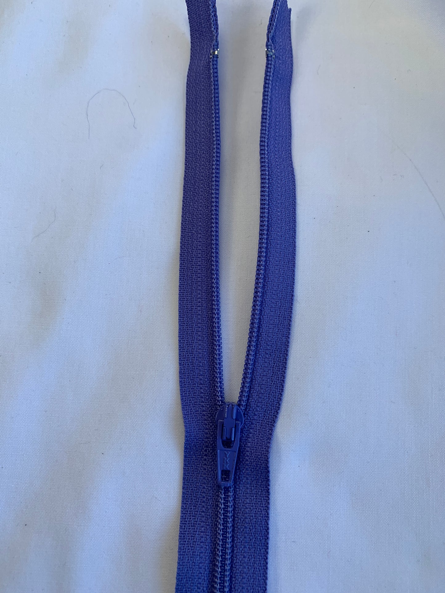 14 Inch Non-Separating Zipper, Indigo, Molded Plastic, New