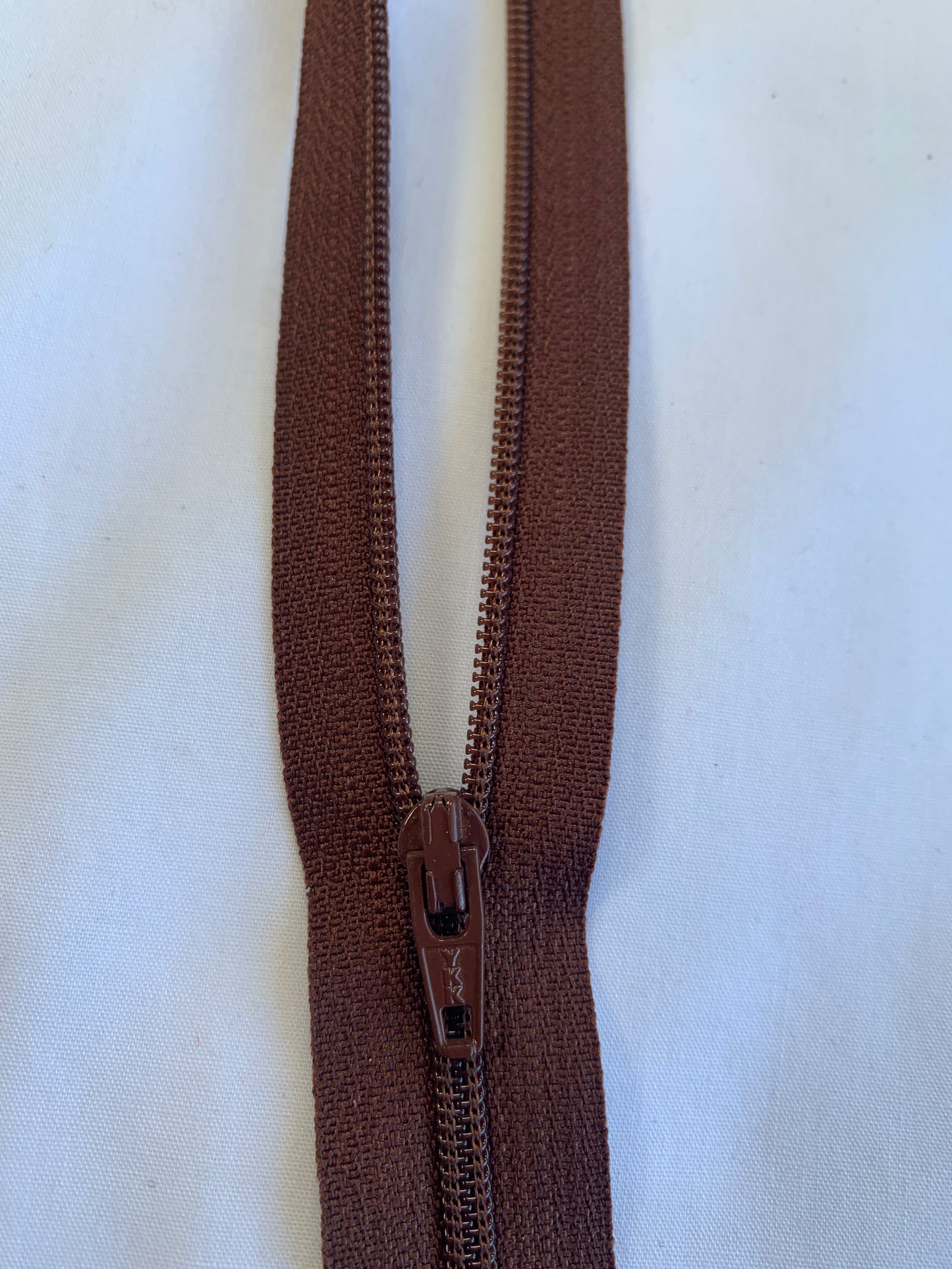 14 Inch Non-Separating Zipper, Chestnut Brown, Molded Plastic, New