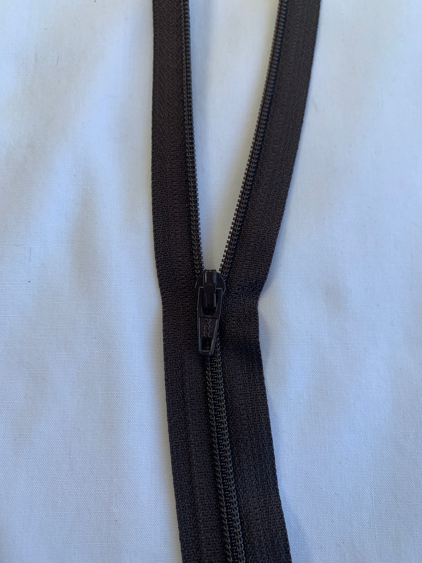 14 Inch Non-Separating Zipper, Taupe Brown, Molded Plastic, New