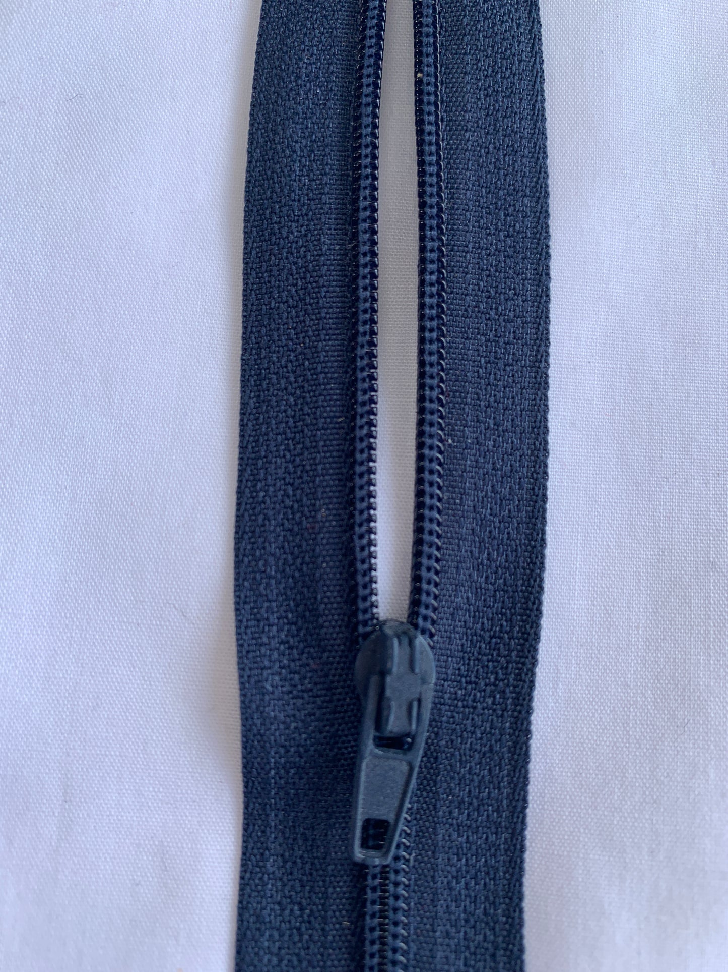 14 Inch Non-Separating Zipper, Indigo Blue, Molded Plastic, New