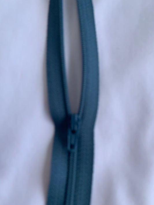14 Inch Non-Separating Zipper, Air Force Blue, Molded Plastic, New