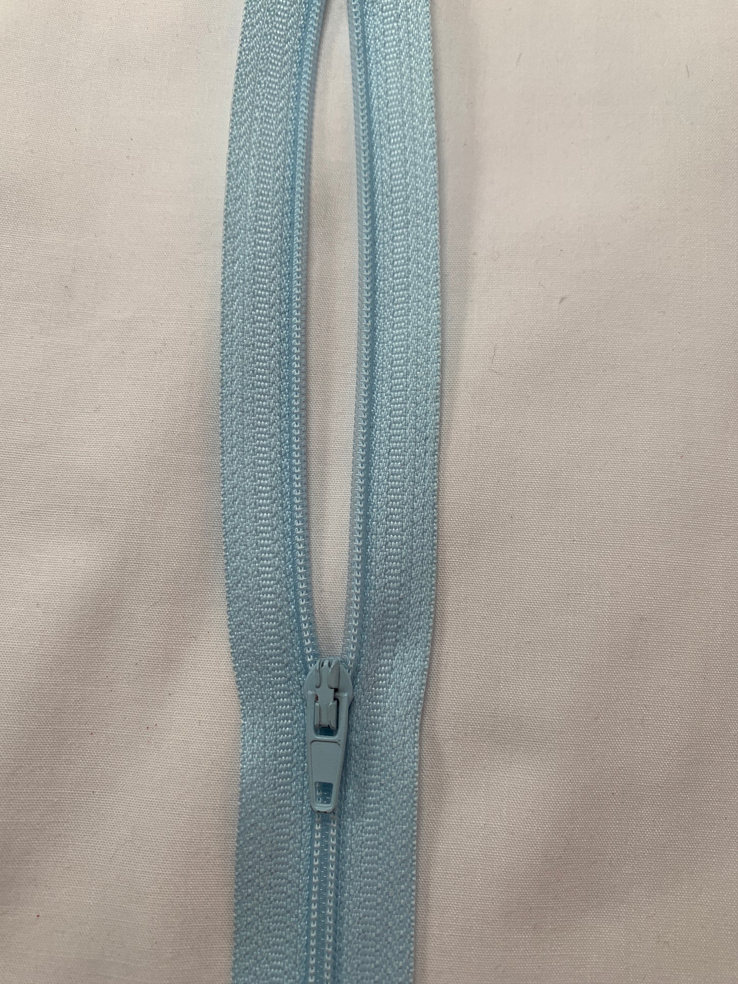 16 Inch Non-Separating Zipper, Arctic Blue, Molded Plastic, New