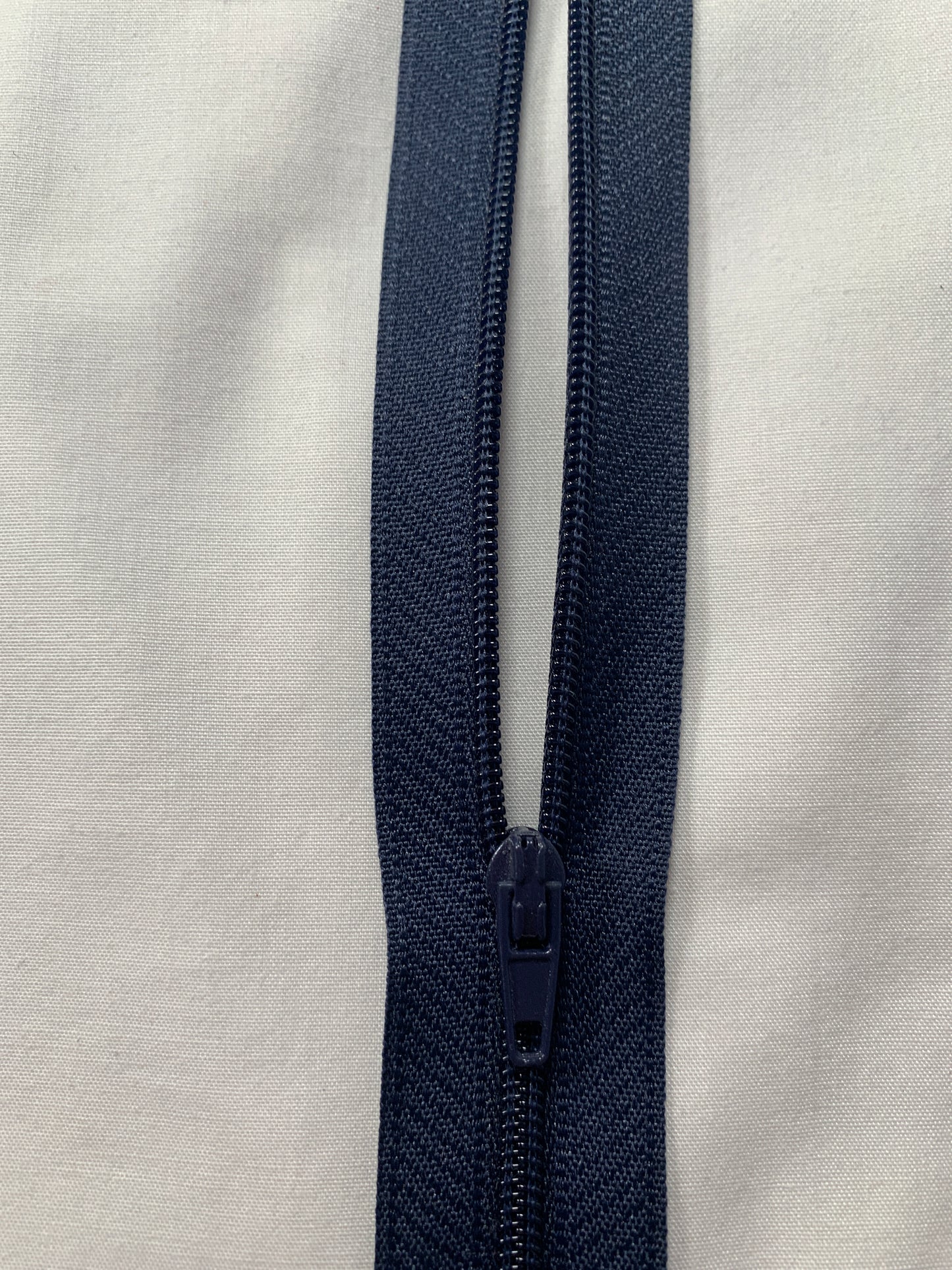 16 Inch Non-Separating Zipper, Navy Blue, Molded Plastic, New