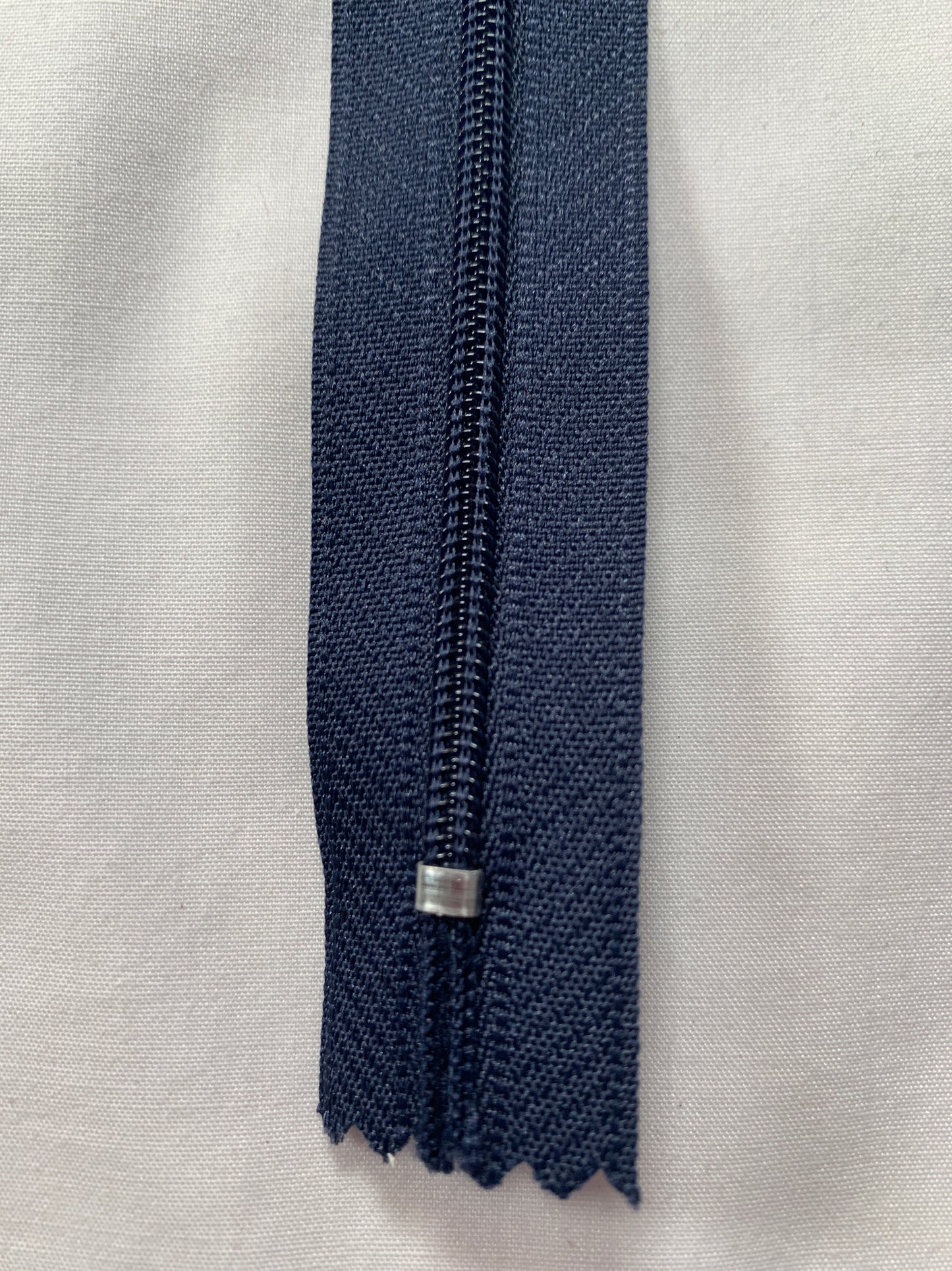 16 Inch Non-Separating Zipper, Navy Blue, Molded Plastic, New