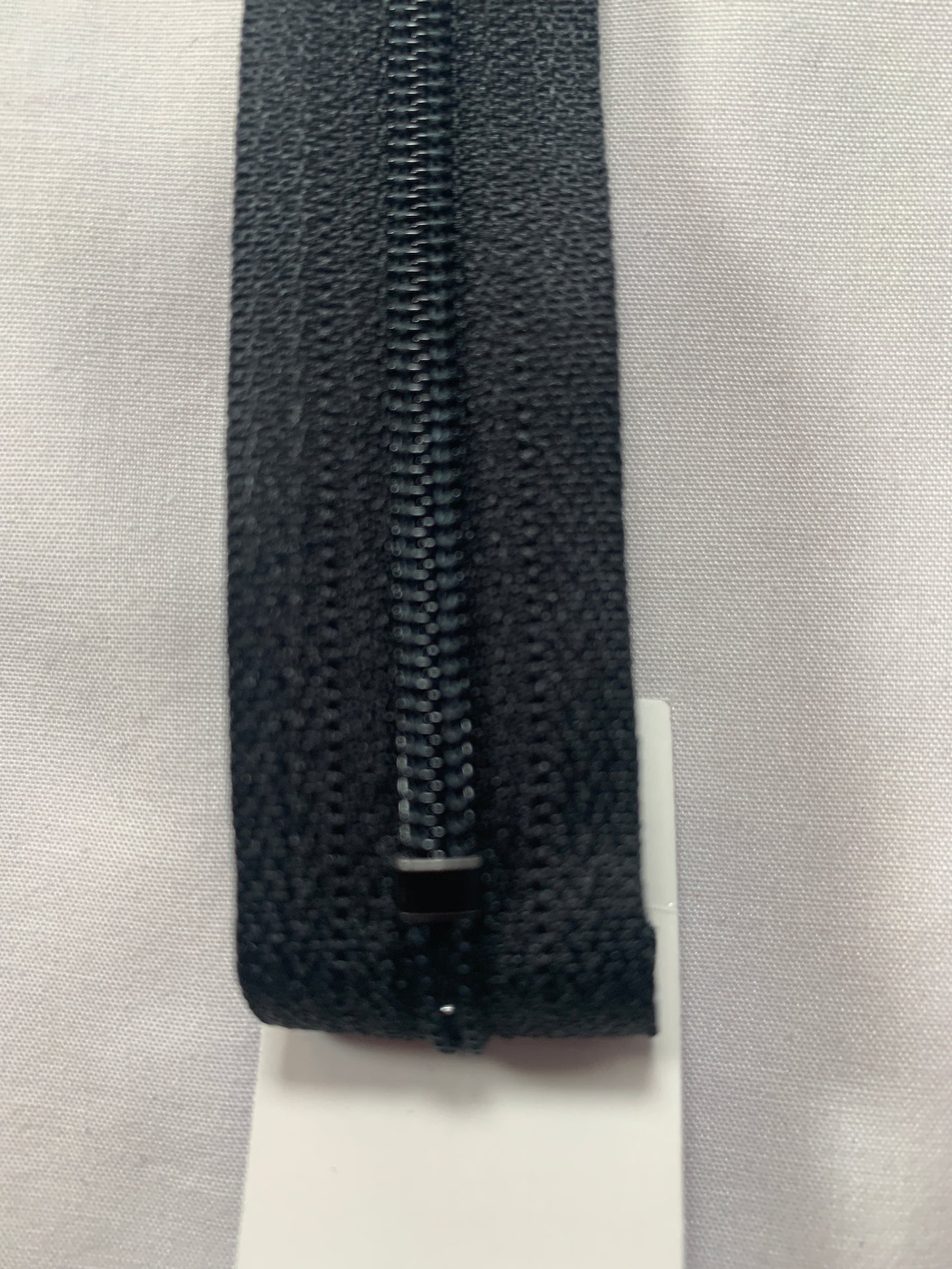 16 Inch Non-Separating Zipper, Black, Molded Plastic, New