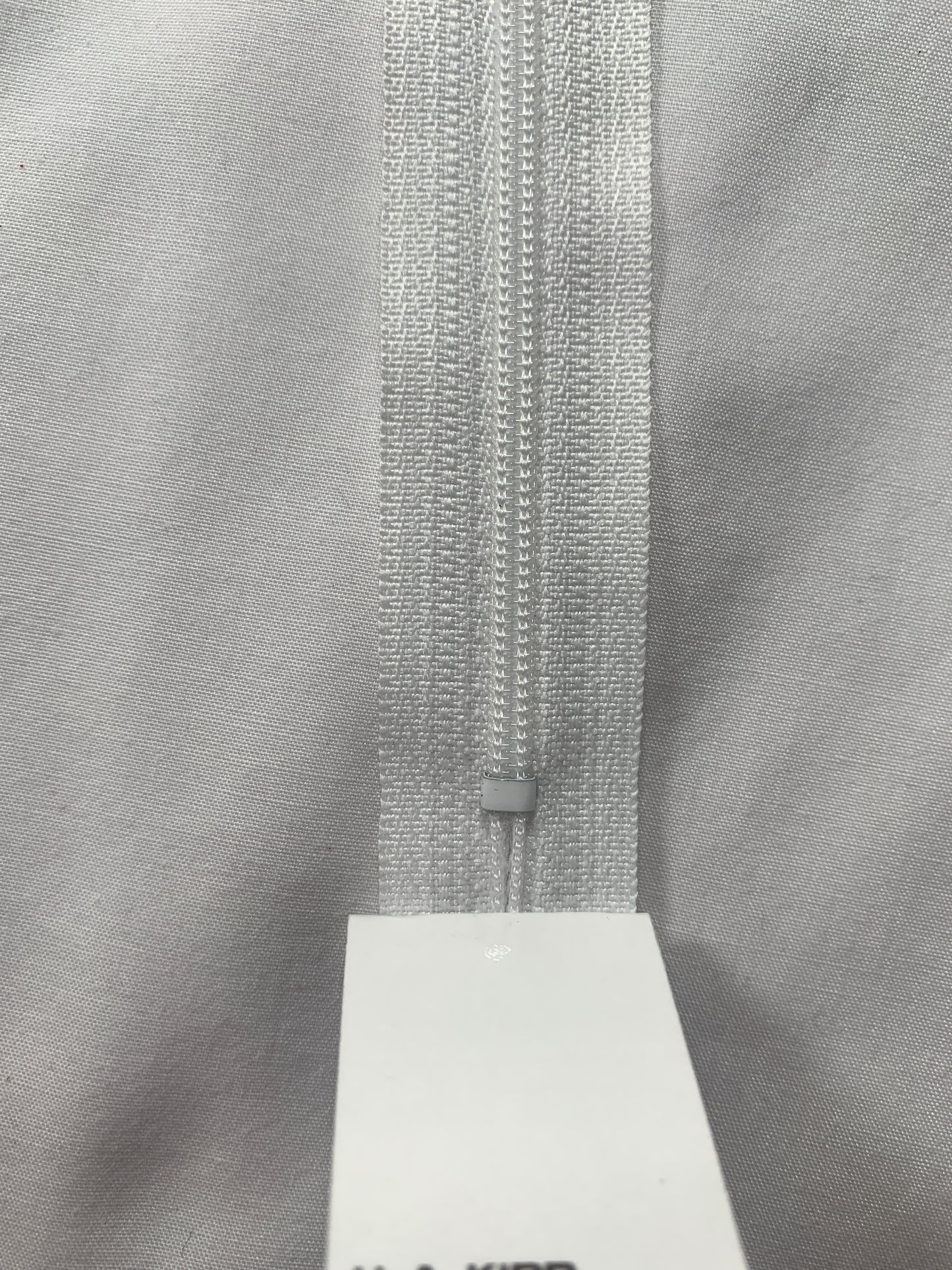 16 Inch Non-Separating Zipper, White, Molded Plastic, New