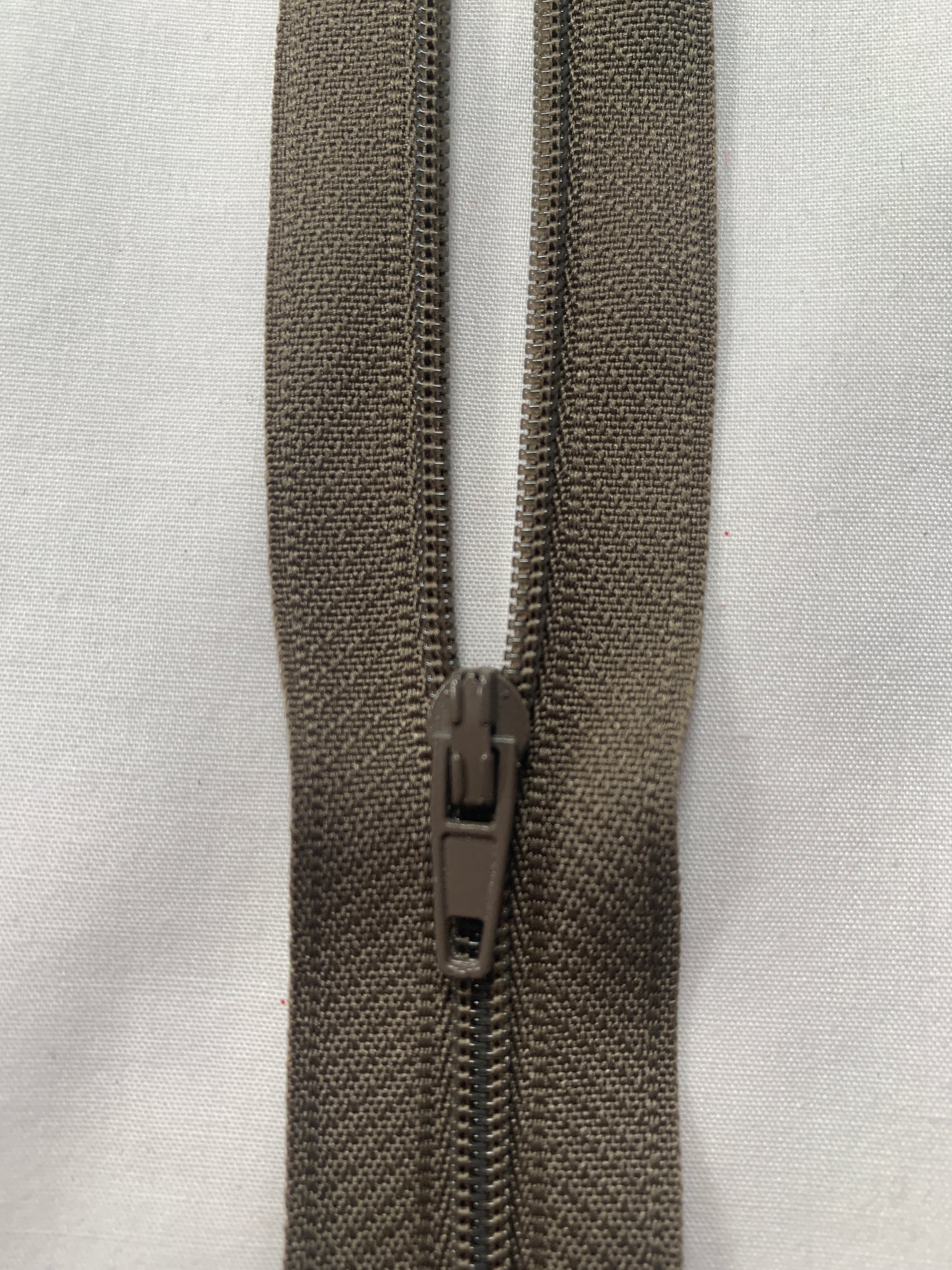 16 Inch Non-Separating Zipper, Peanut Brown, Molded Plastic, New