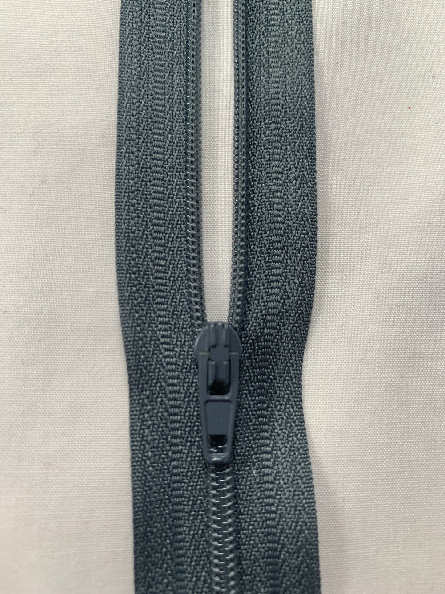 16 Inch Non-Separating Zipper, Slate Grey, Molded Plastic, New