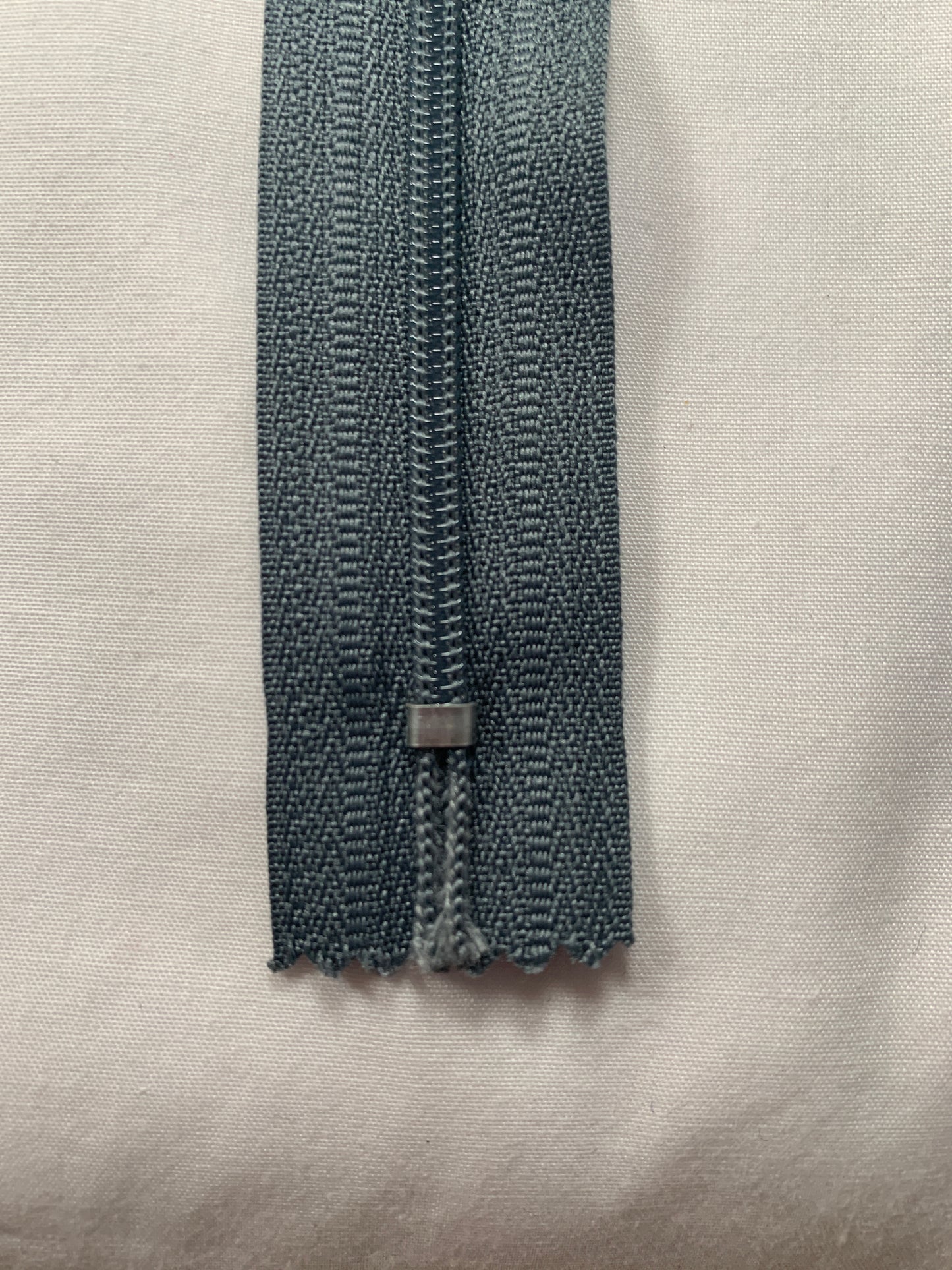 16 Inch Non-Separating Zipper, Slate Grey, Molded Plastic, New