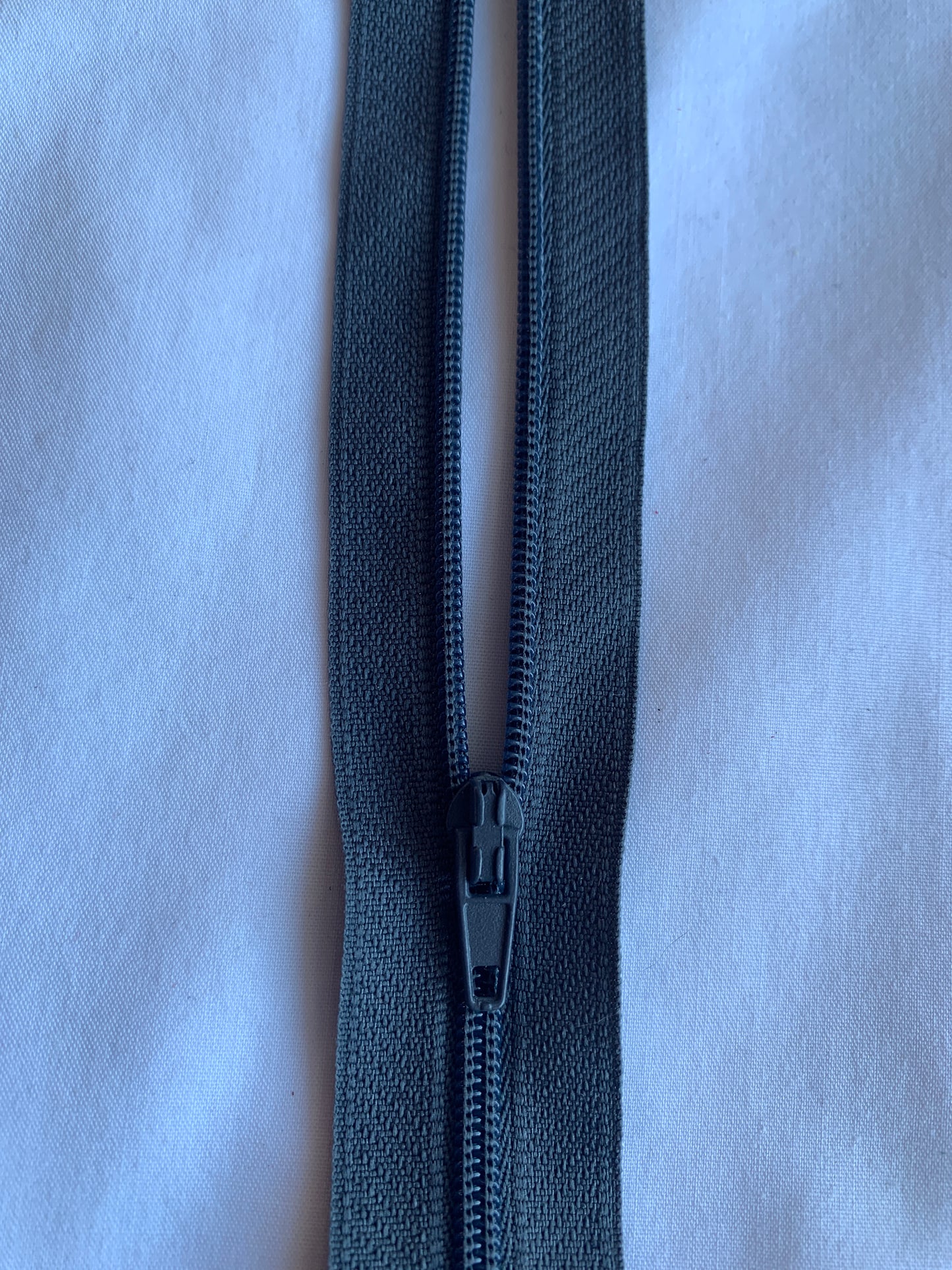 16 Inch Non-Separating Zipper, Dark Grey, Molded Plastic, New