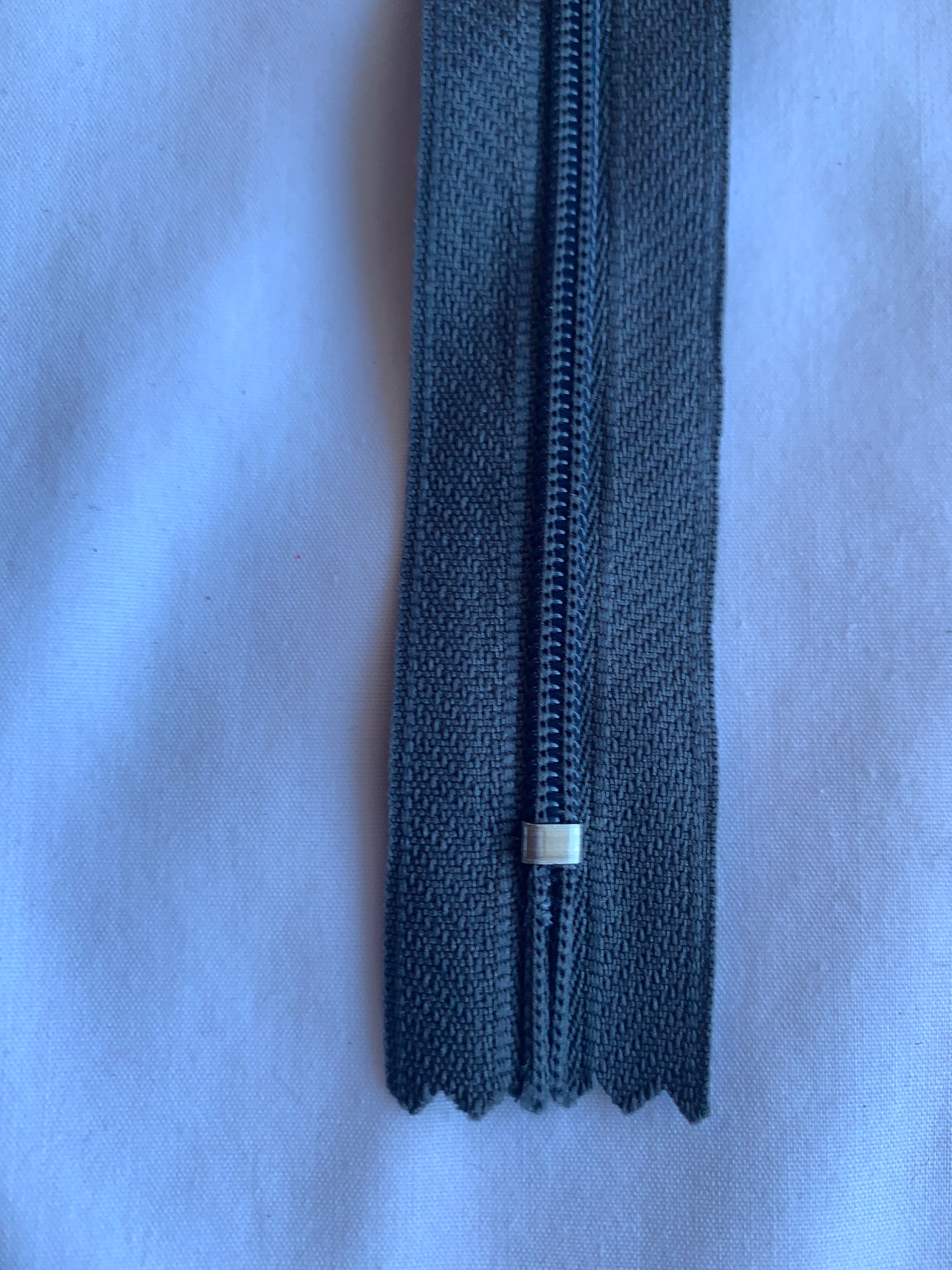 16 Inch Non-Separating Zipper, Dark Grey, Molded Plastic, New