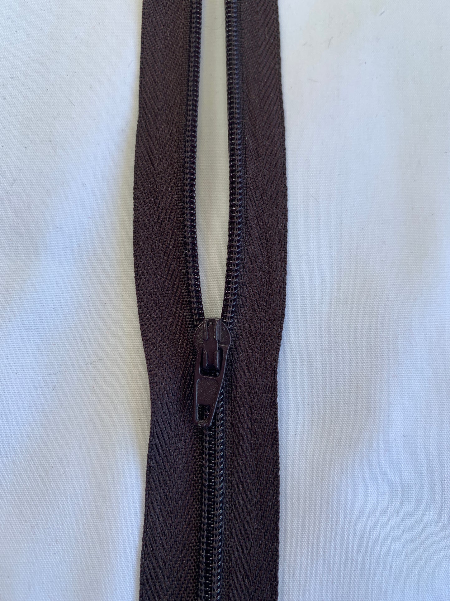 18 Inch Non-Separating Zipper, Brown Color, Molded Plastic, New
