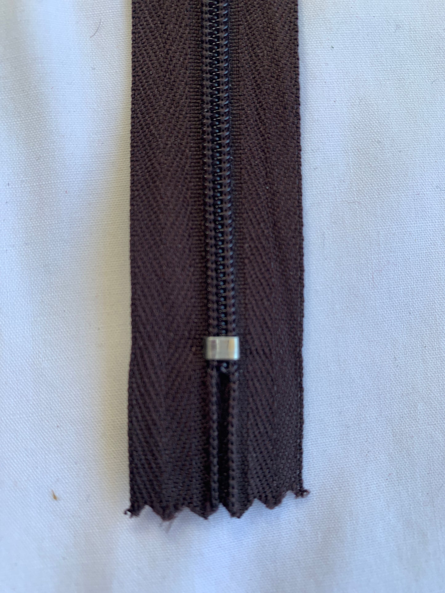 18 Inch Non-Separating Zipper, Brown Color, Molded Plastic, New
