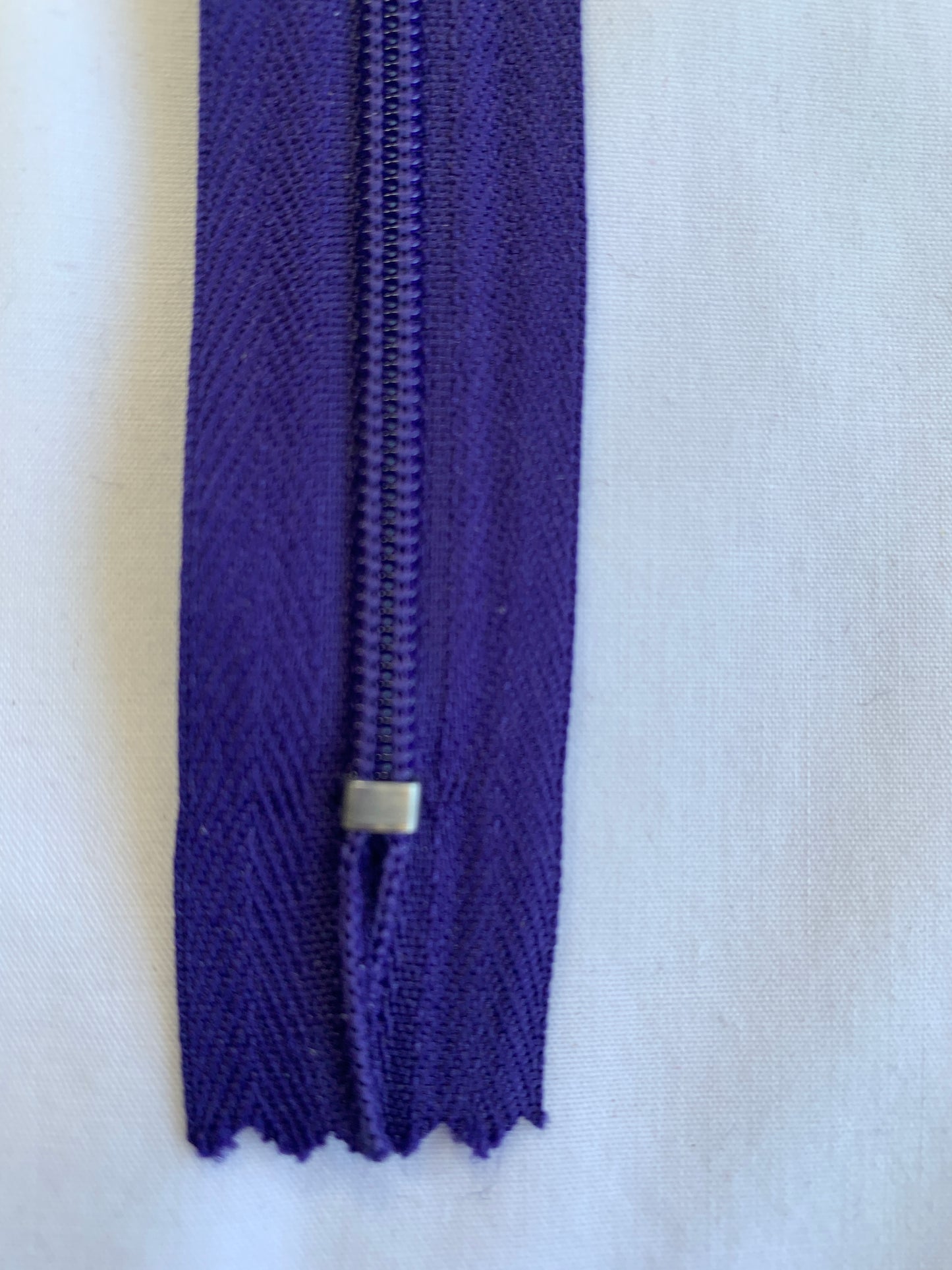 18 Inch Non-Separating Zipper, Purple Color, Molded Plastic, New