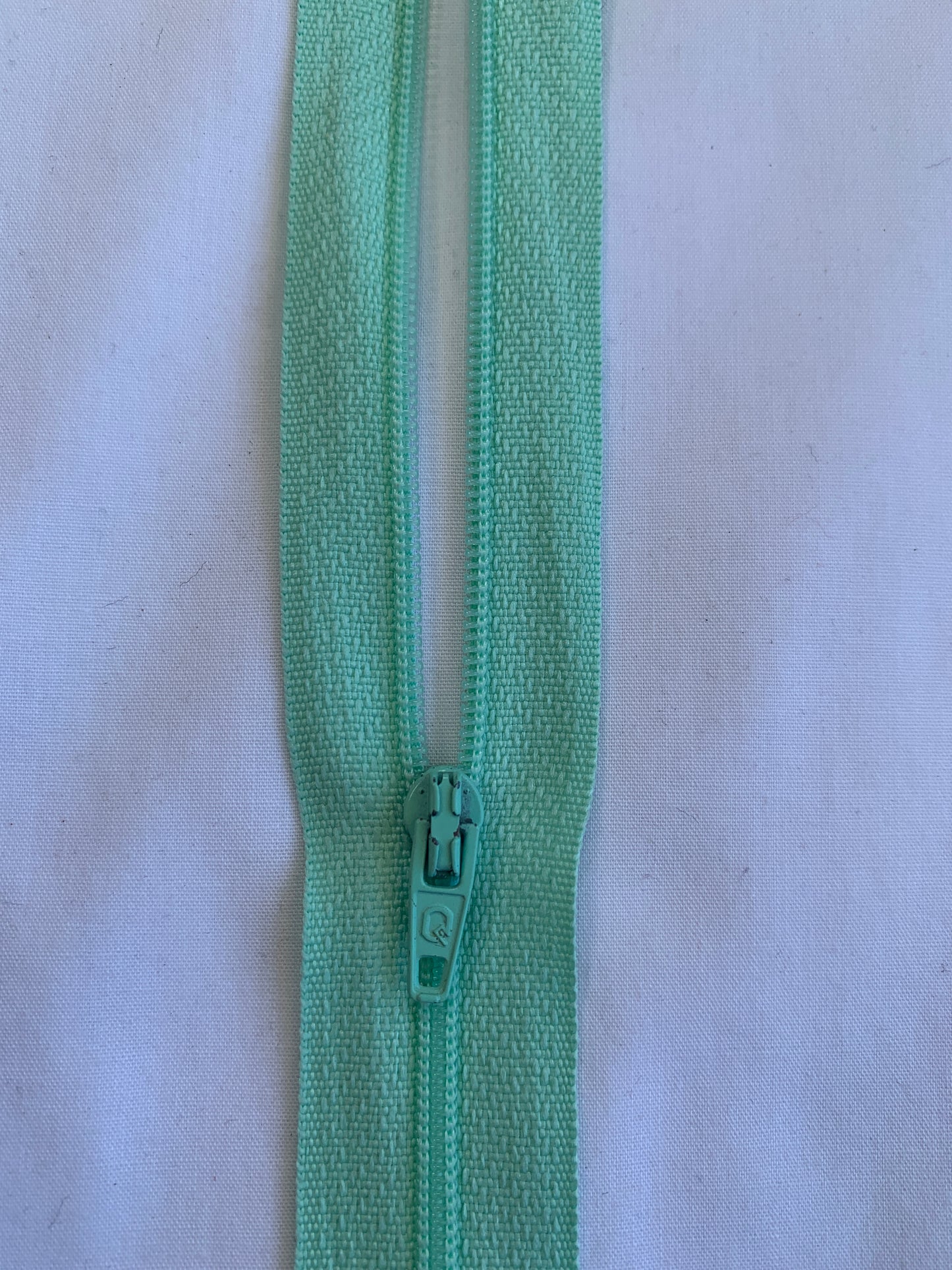 20 Inch Non-Separating Zipper, Light Aqua Color, Molded Plastic, New