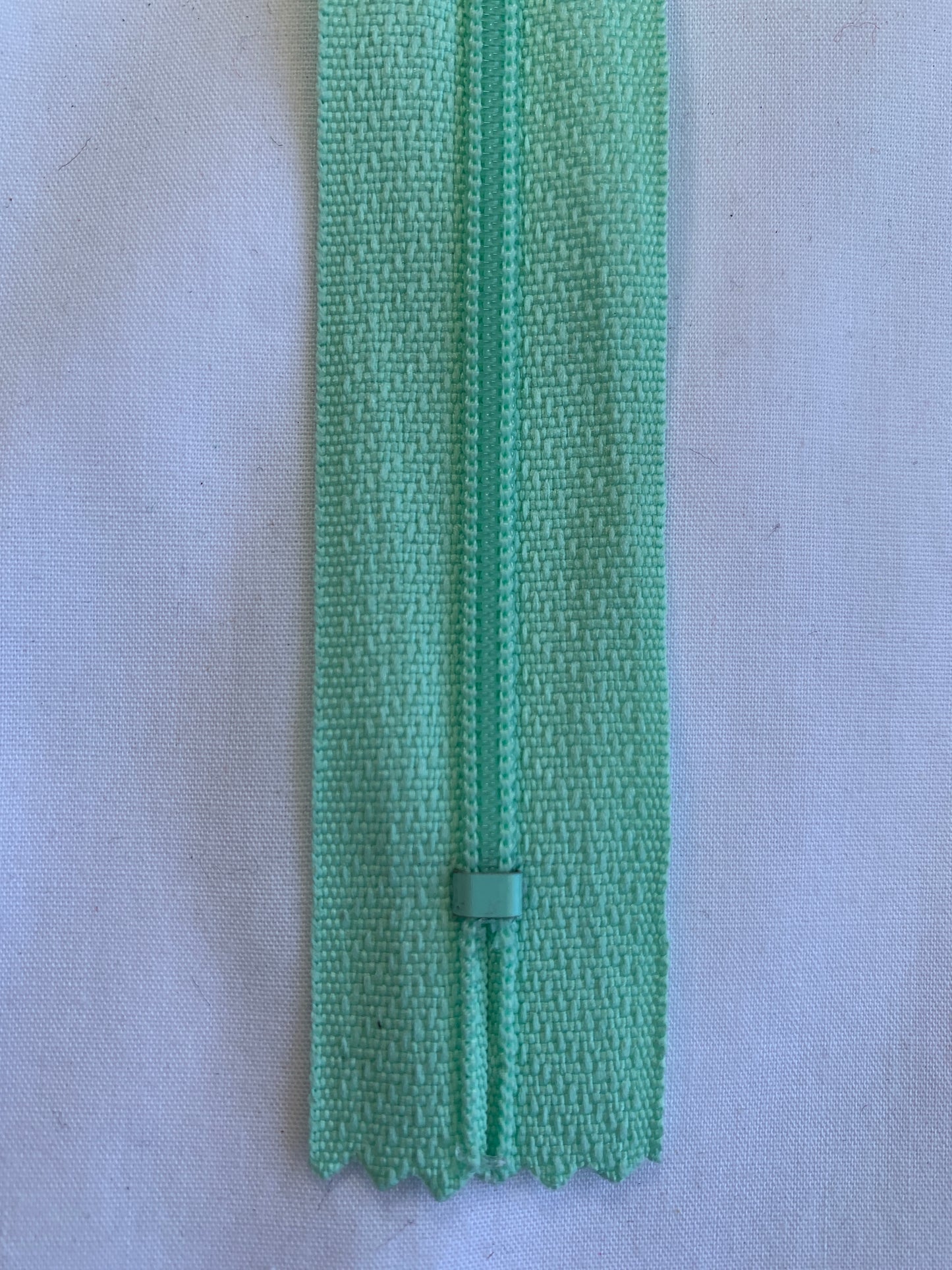 20 Inch Non-Separating Zipper, Light Aqua Color, Molded Plastic, New