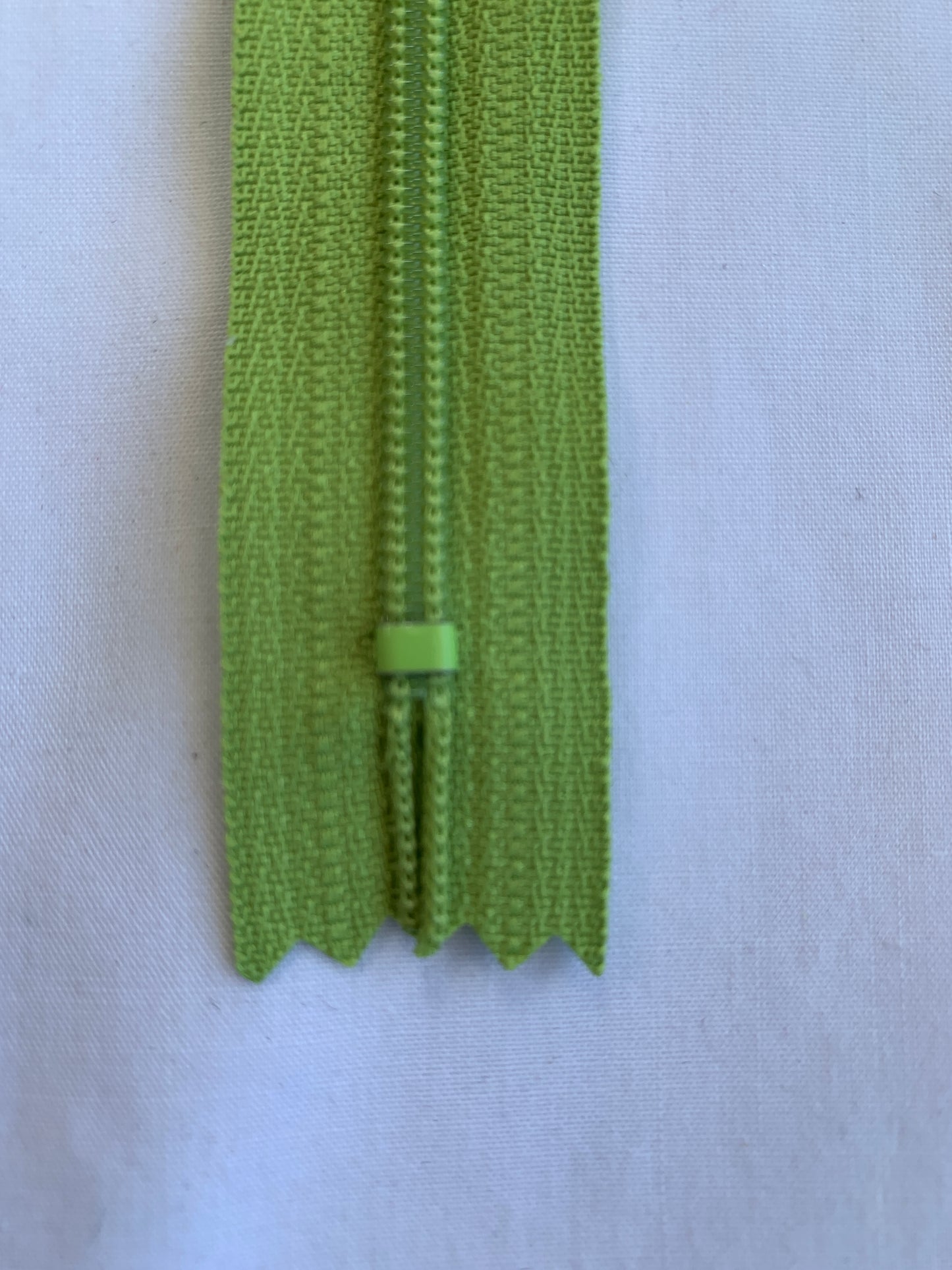 20 Inch Non-Separating Zipper, Volt Green Color, Molded Plastic, New