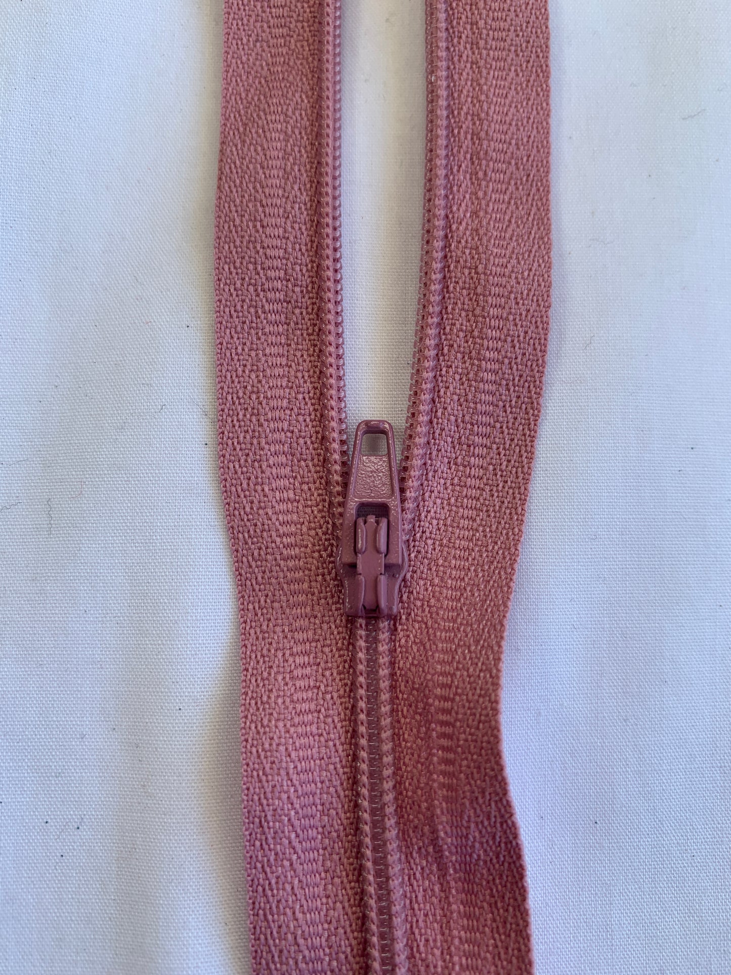 20 Inch Non-Separating Zipper, Baby Pink Color, Molded Plastic, New