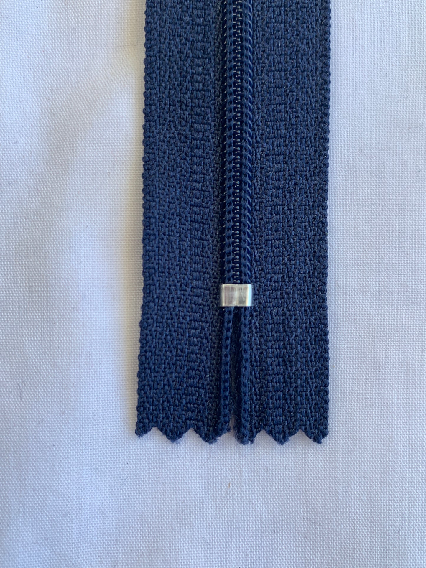 20 Inch Non-Separating Zipper, Denim Blue Color, Molded Plastic, New