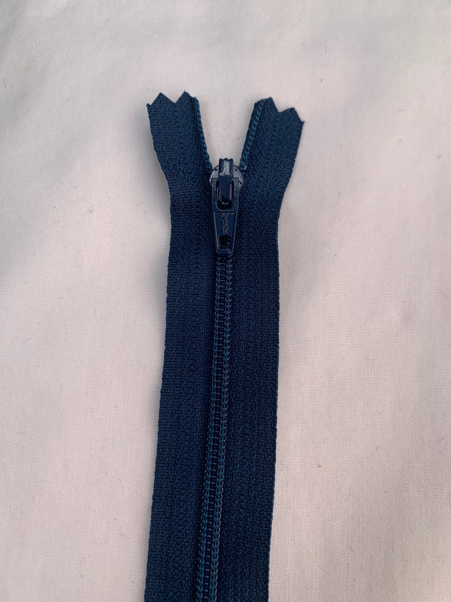 20 Inch Non-Separating Zipper, Navy Blue Color, Molded Plastic, New