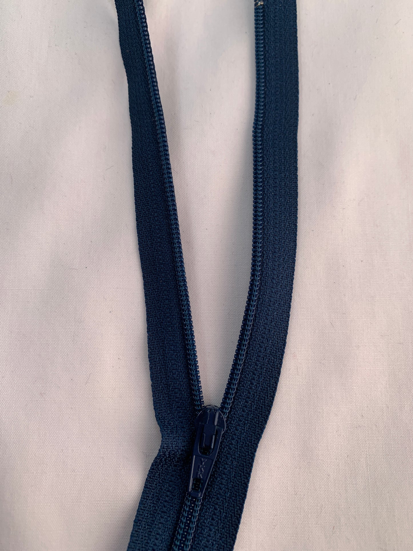 20 Inch Non-Separating Zipper, Navy Blue Color, Molded Plastic, New